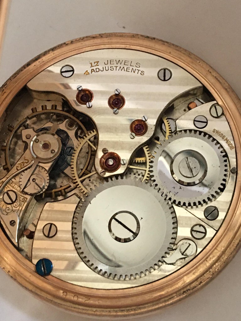 Antique 9 Karat Gold Dennison Case Half Hunter Pocket Watch For Sale at