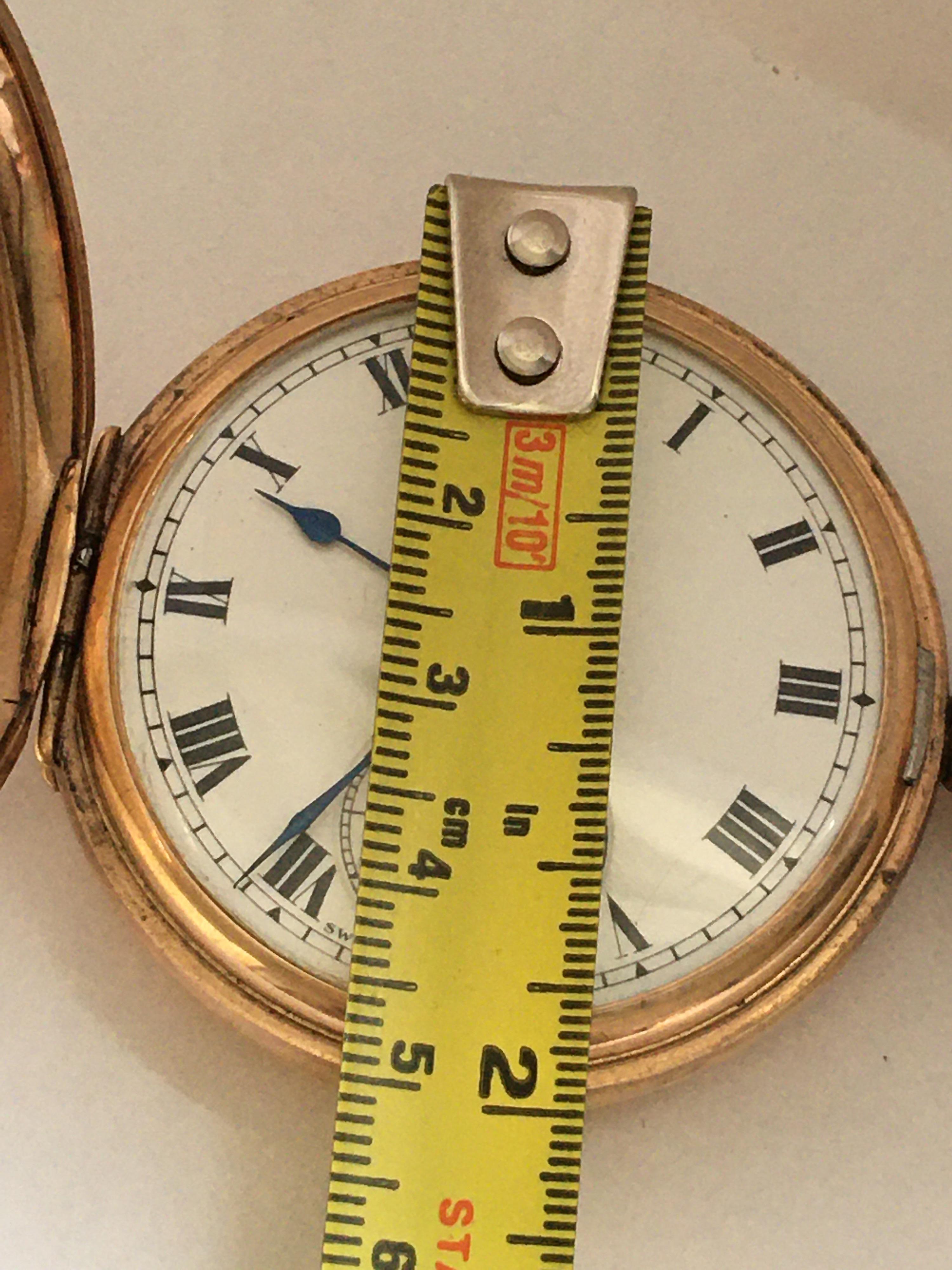 Antique 9 Karat Gold Dennison Case Half Hunter Pocket Watch For Sale 7