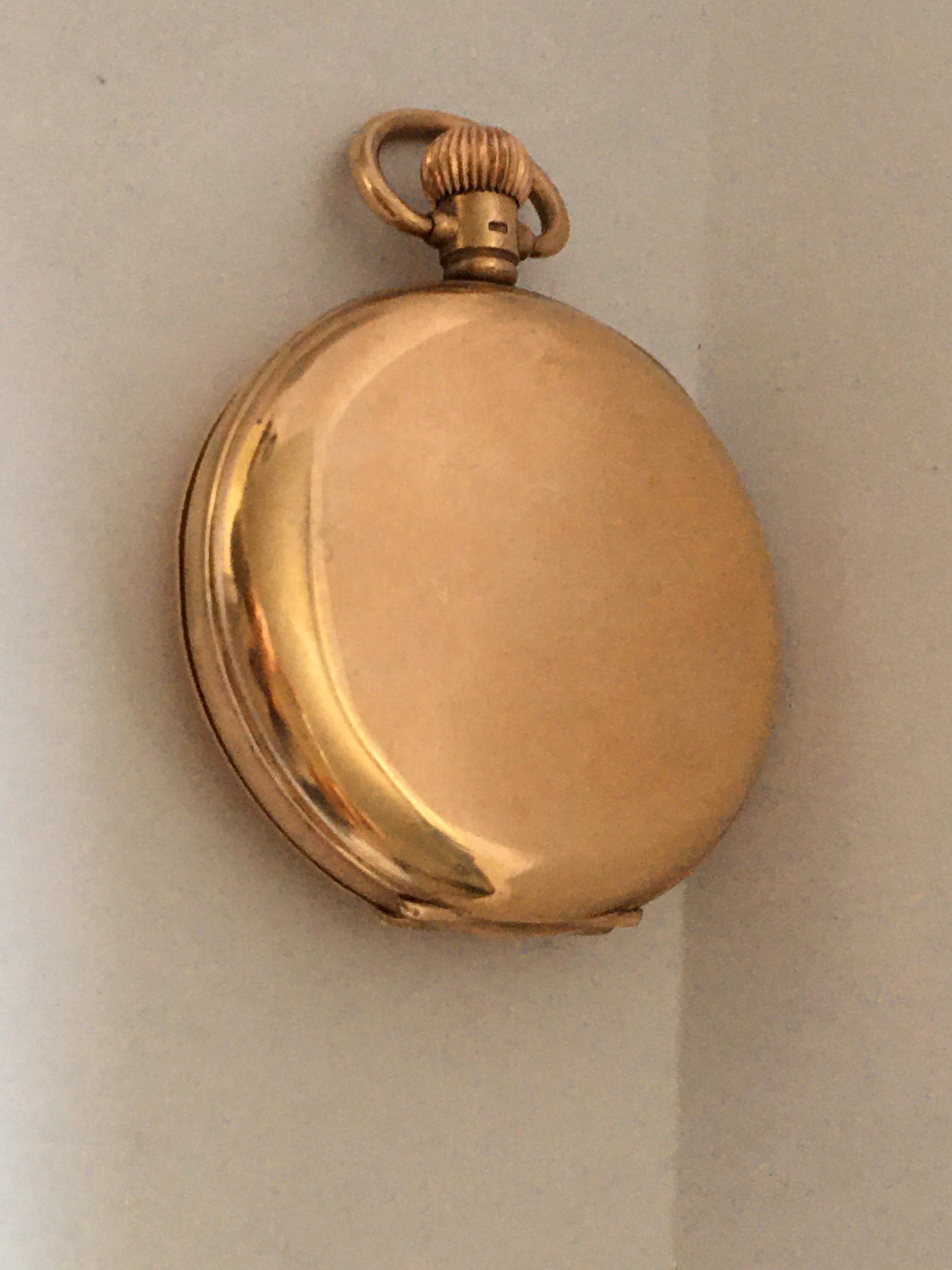 Antique 9 Karat Gold Dennison Case Half Hunter Pocket Watch For Sale 8