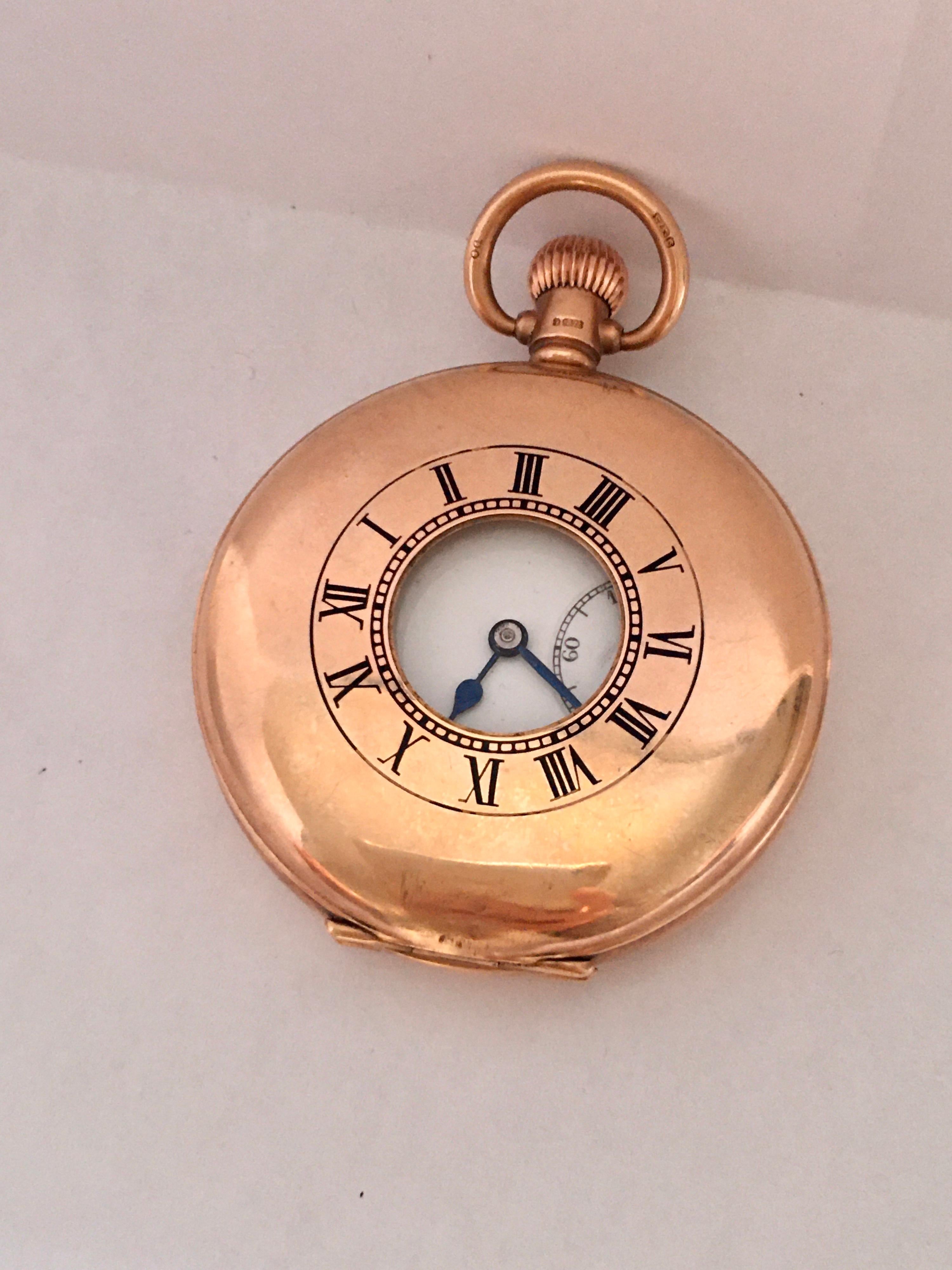 Antique 9 Karat Gold Dennison Case Half Hunter Pocket Watch For Sale 9