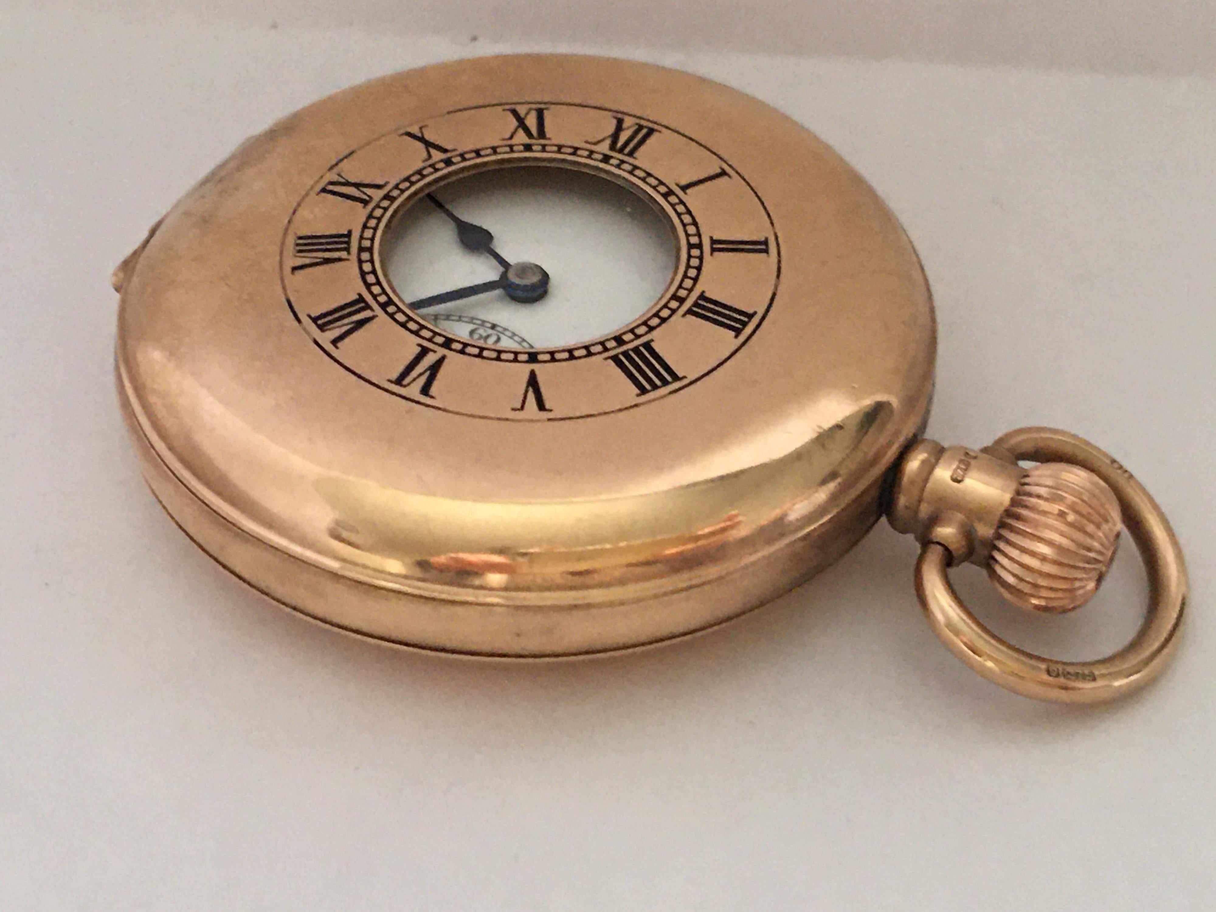 Antique 9 Karat Gold Dennison Case Half Hunter Pocket Watch For Sale 10