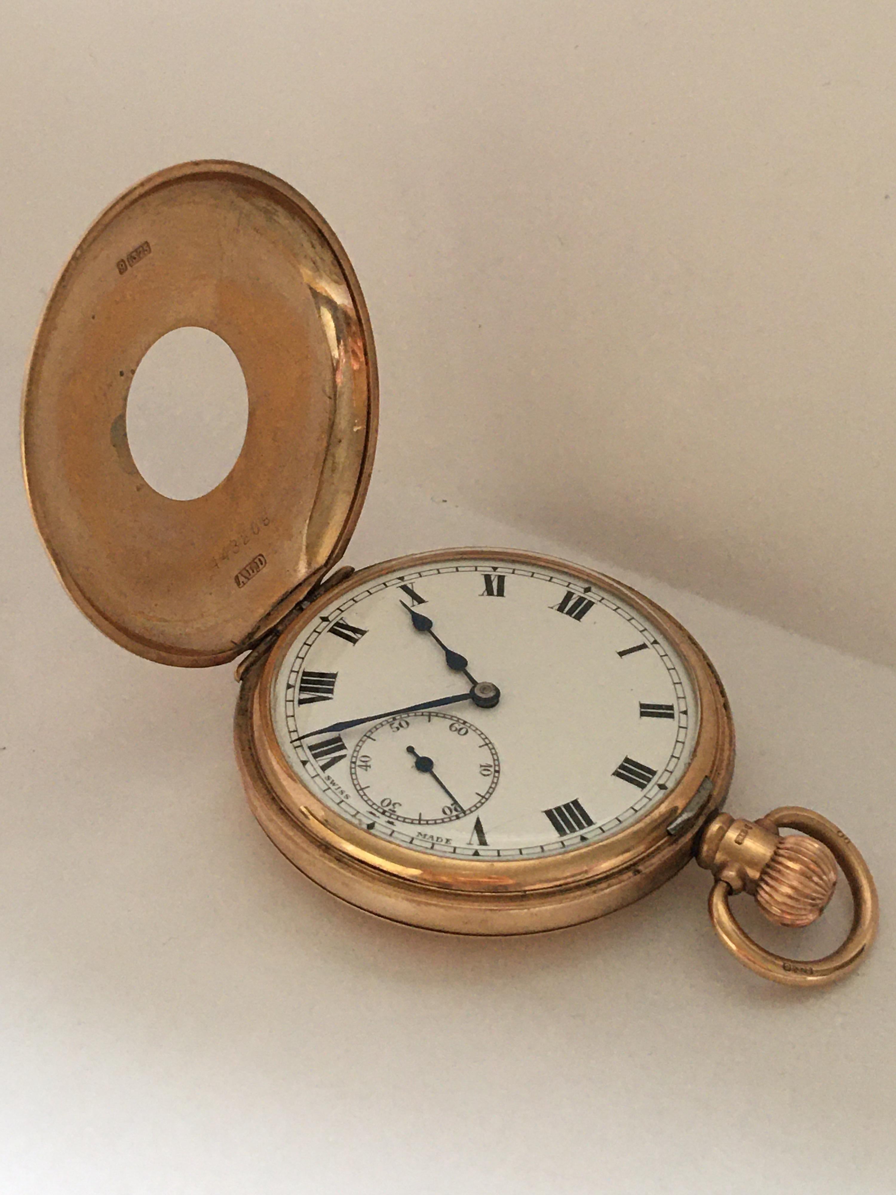 half hunter pocket watch gold