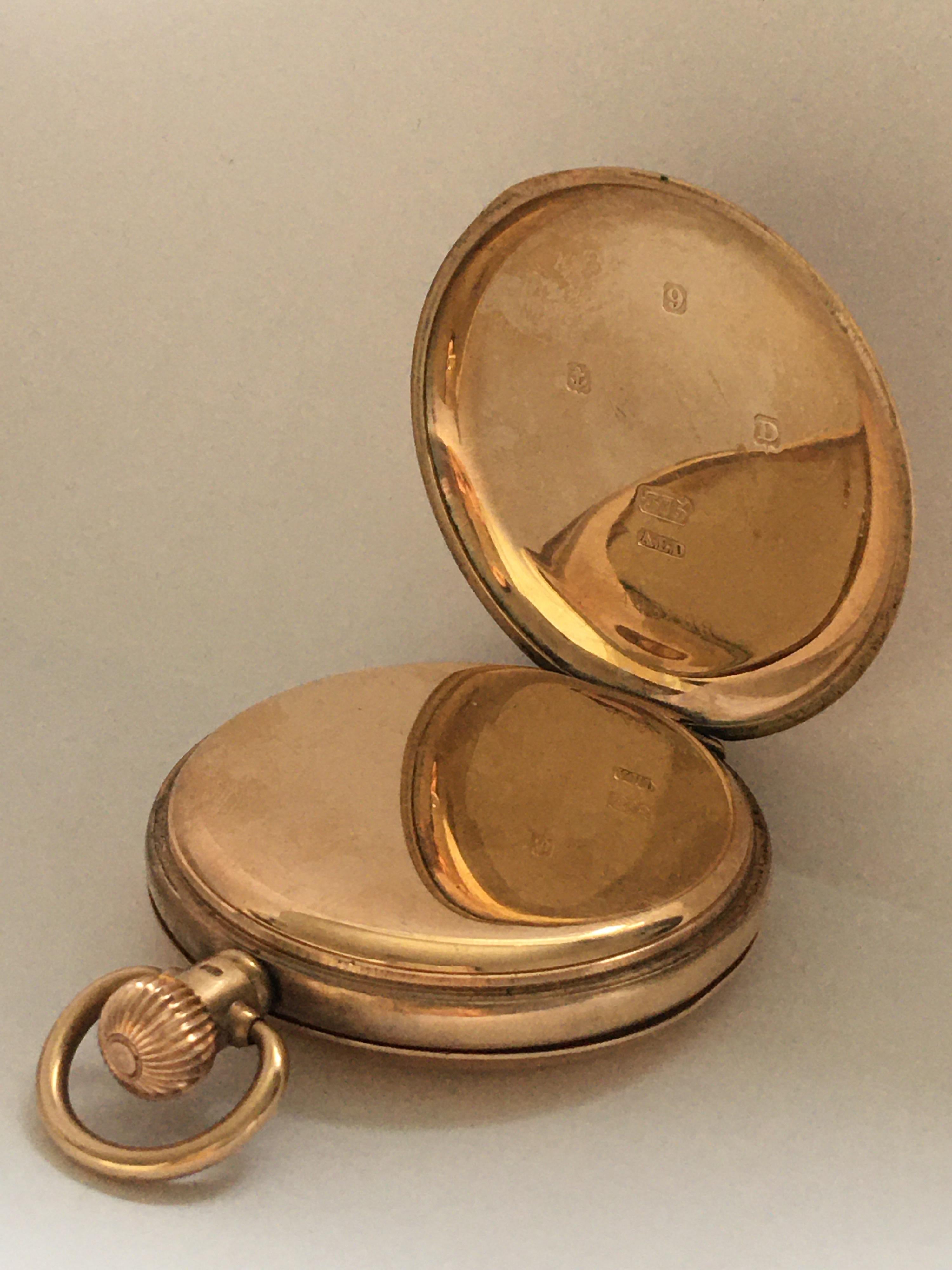 Antique 9 Karat Gold Dennison Case Half Hunter Pocket Watch For Sale 1