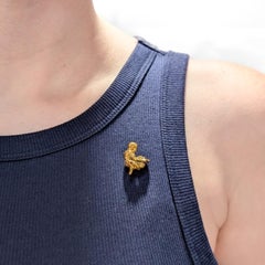 Antique 9K Gold & Diamond Figural Gold Panning Miner Stick Pin