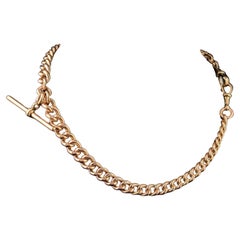 Antique 9k gold double Albert chain, watch chain necklace, Heavy 