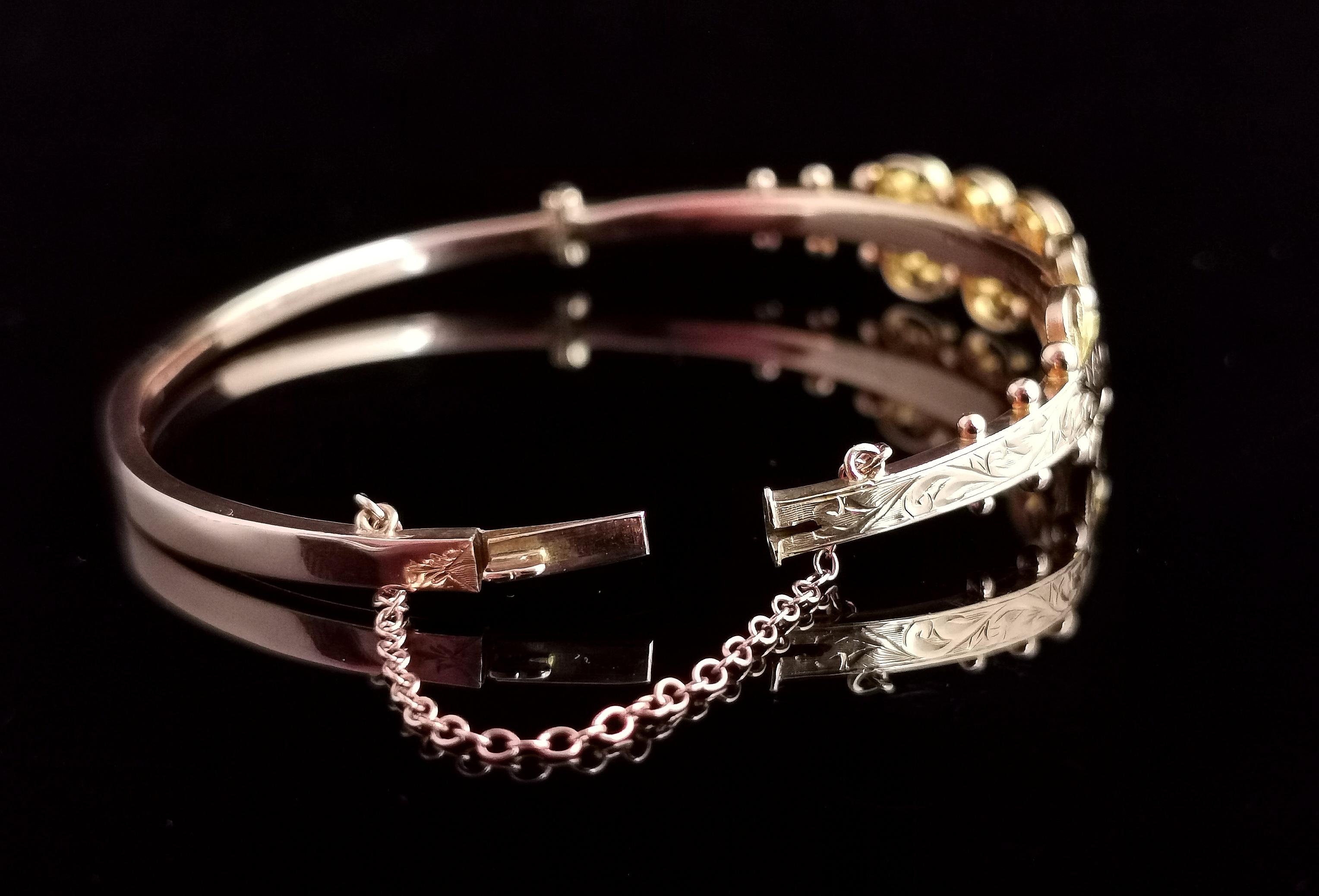 Bracelet jonc ancien gravé en or 9 carats, style édouardien en vente 5