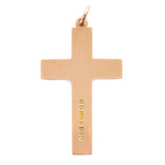 Antique 9K Gold Engraved Cross Pendant, Birmingham 1912