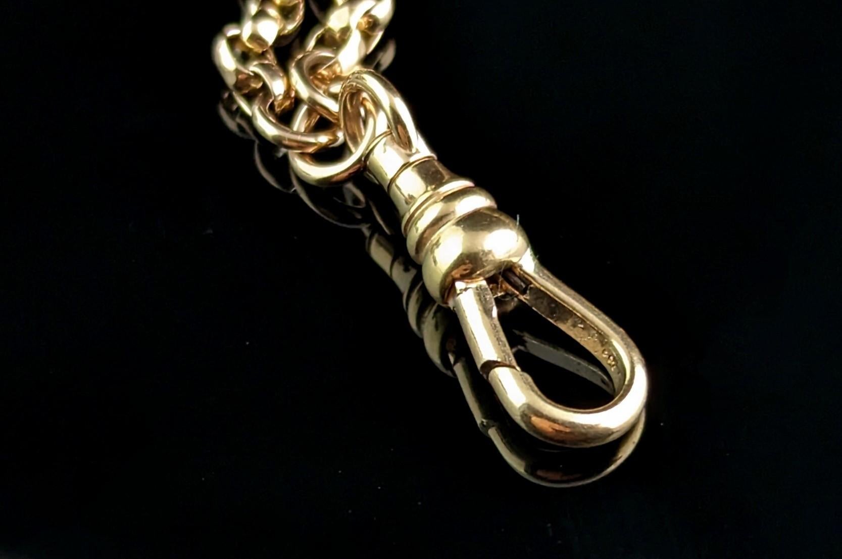 Antique 9k Gold Fancy Link Long Chain Necklace, Victorian 2