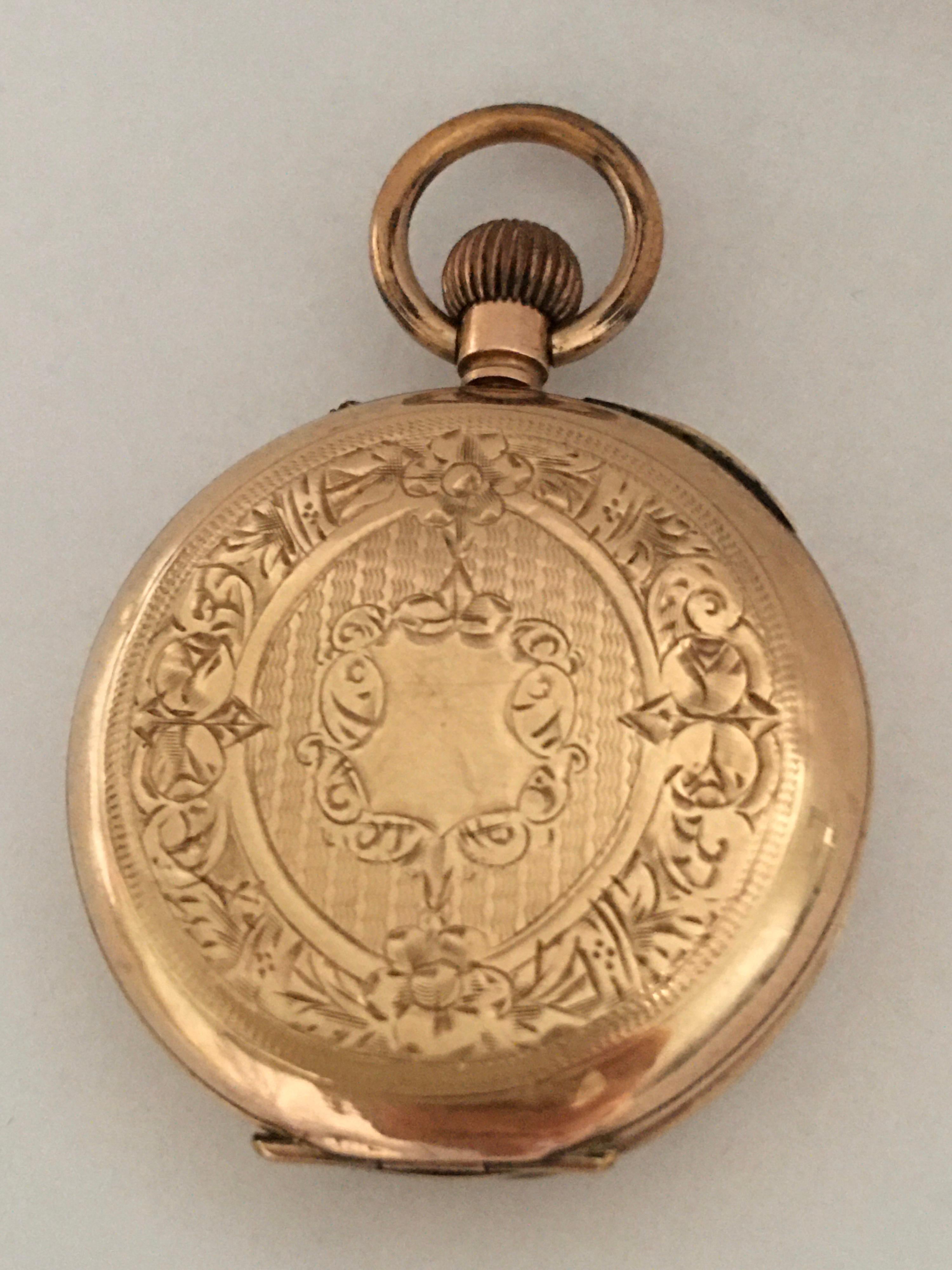 This small gold pocket watch is working and it is ticking well. Please study the images carefully as form part of the description.