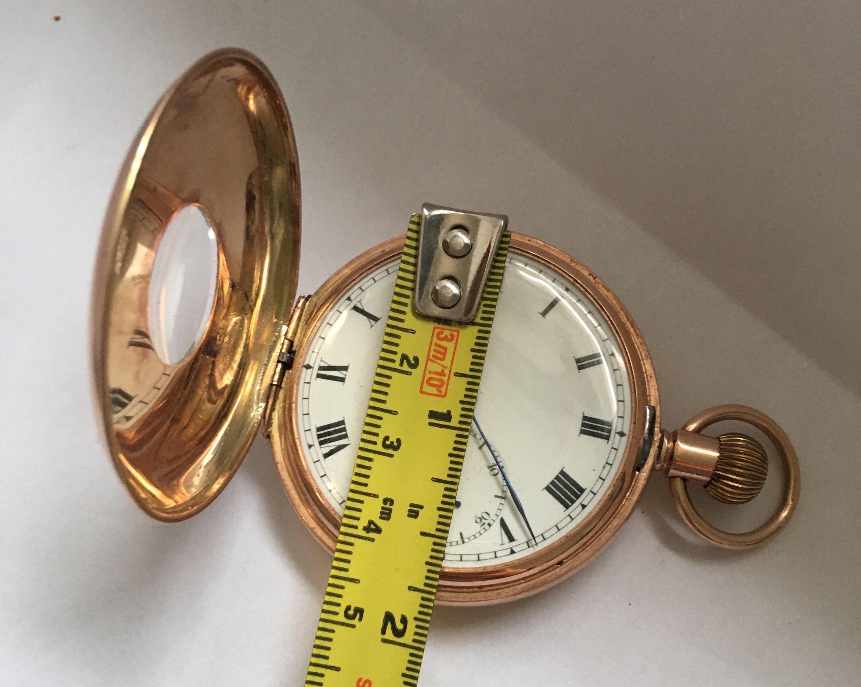 Antique 9 Karat Gold Half Hunter Hand winding Pocket Watch 11