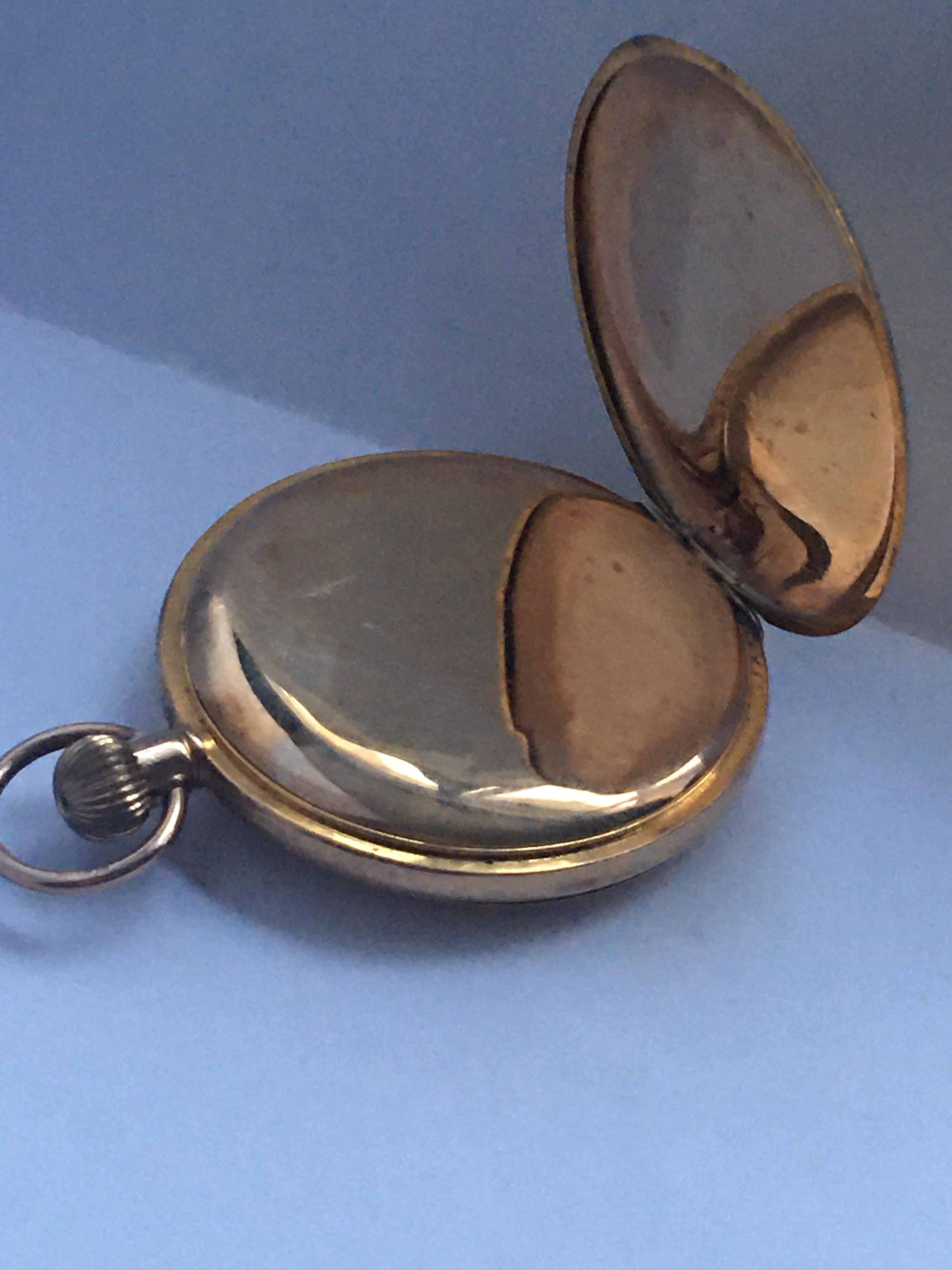 Antique 9 Karat Gold Half Hunter Swiss Pocket Watch In Fair Condition For Sale In Carlisle, GB