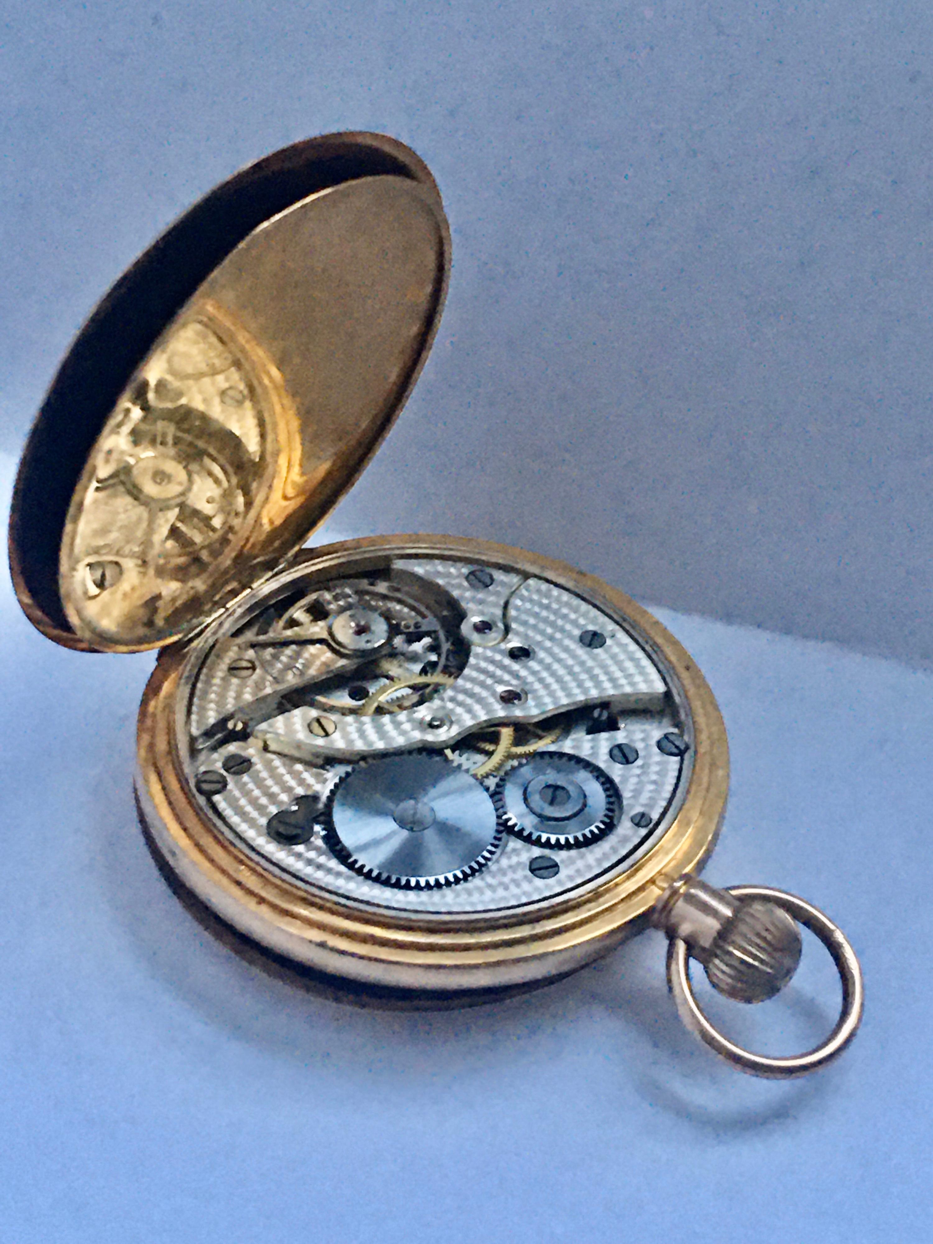 Antique 9 Karat Gold Half Hunter Swiss Pocket Watch For Sale 1