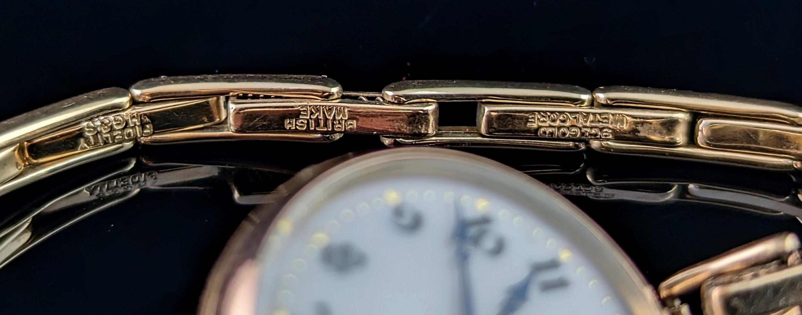Antique 9k gold Ladies Rolex wristwatch, bracelet strap, Art Deco 5