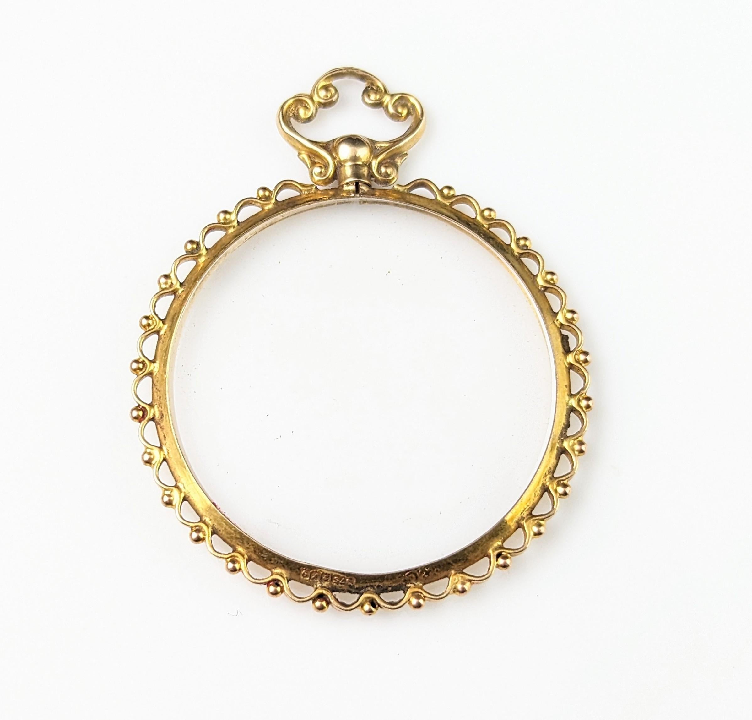 Antique 9k gold locket pendant, Double sided, Glasgow  4