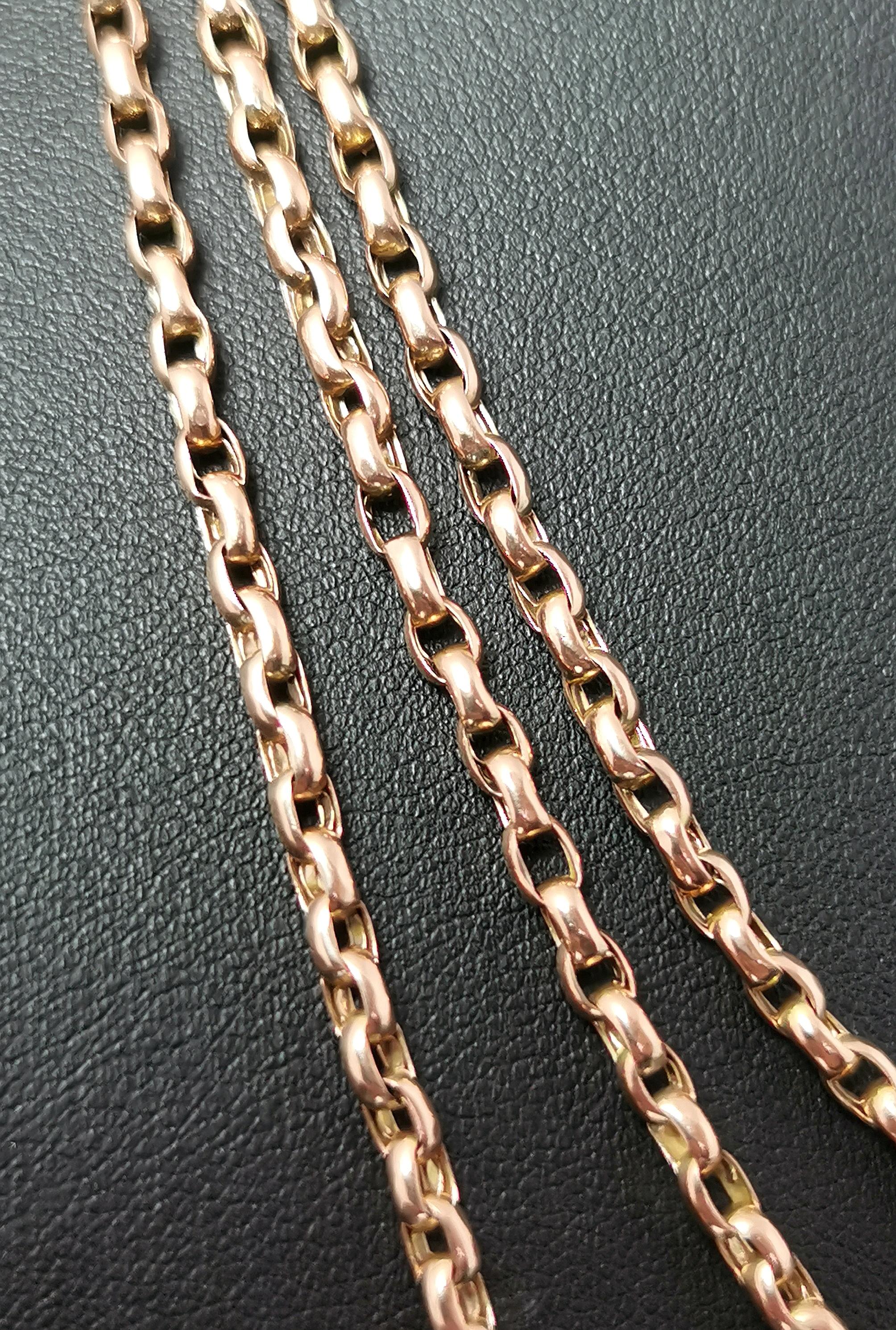 Antique 9k gold longuard chain necklace, Victorian  For Sale 4