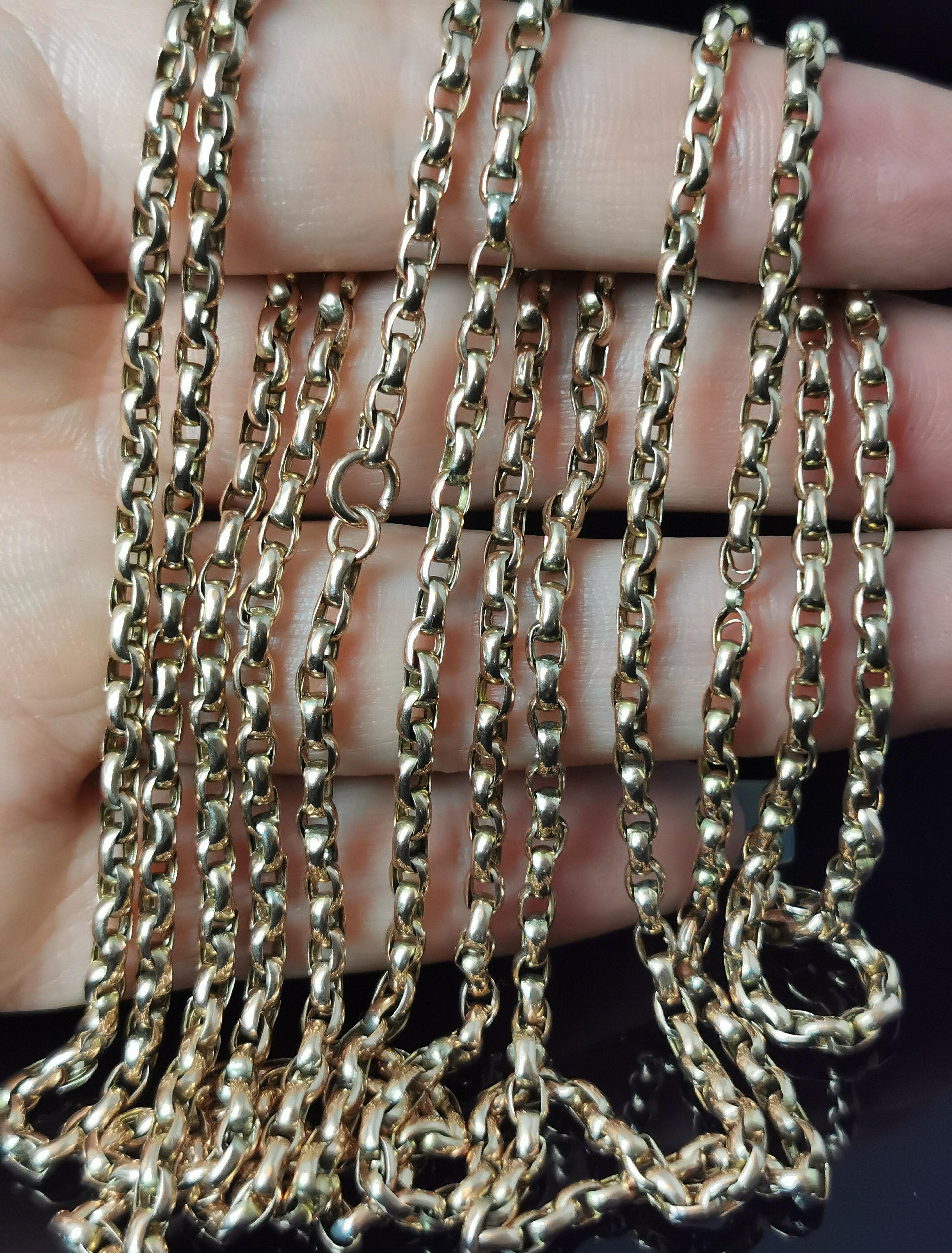 Antique 9k gold longuard chain necklace, Victorian  For Sale 6