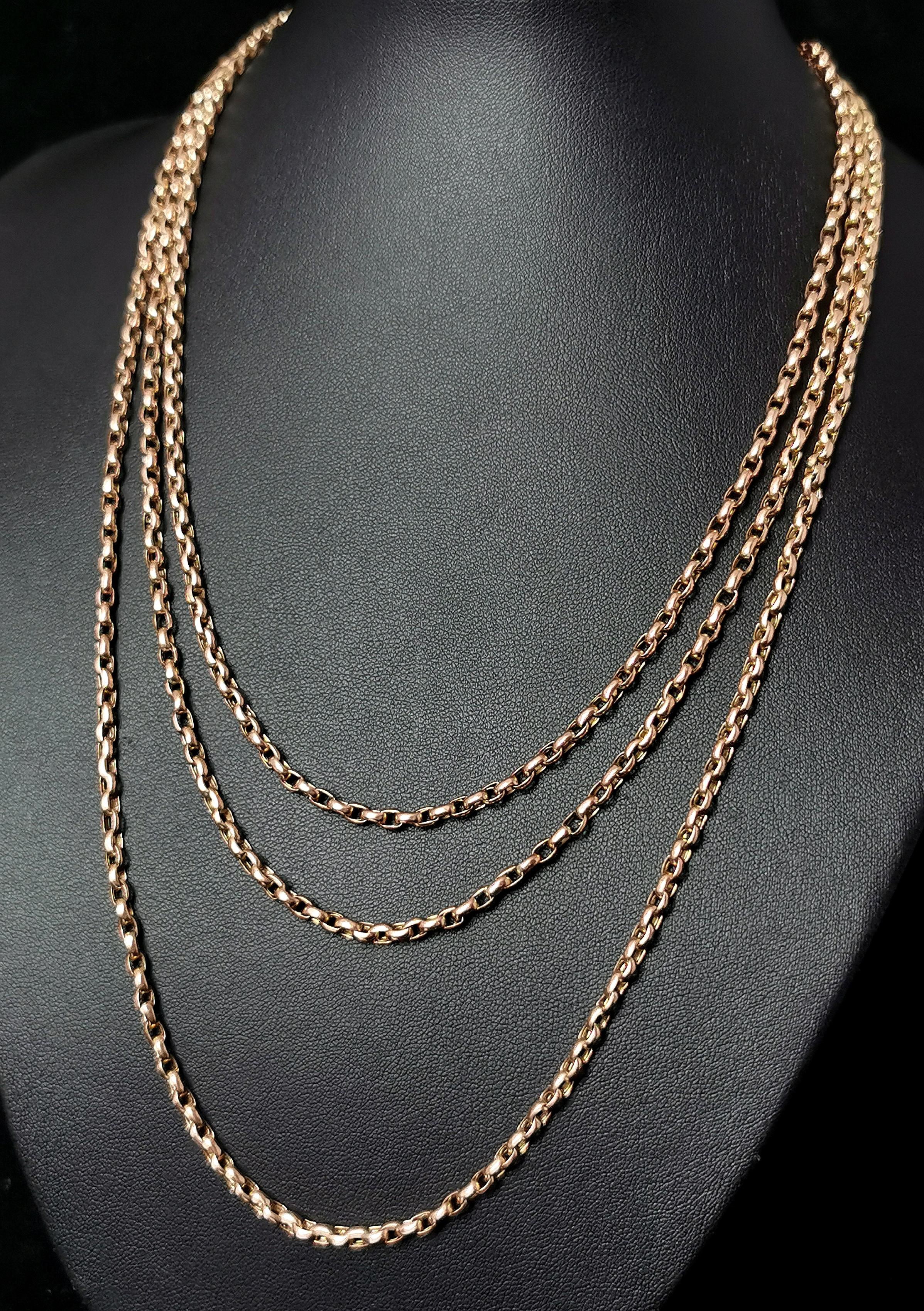 Antique 9k gold longuard chain necklace, Victorian  For Sale 7