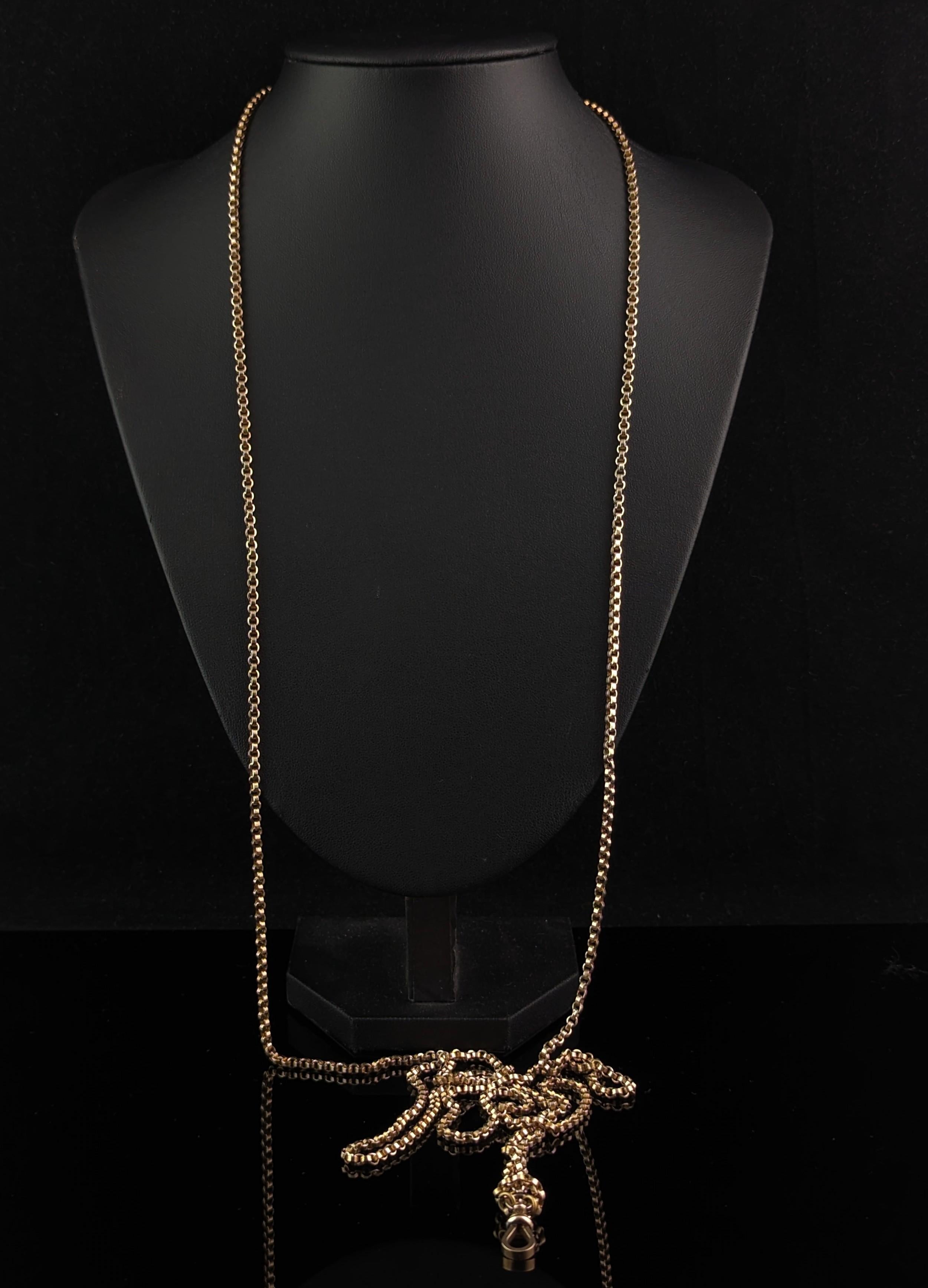 Antique 9k gold longuard chain necklace, Victorian  9