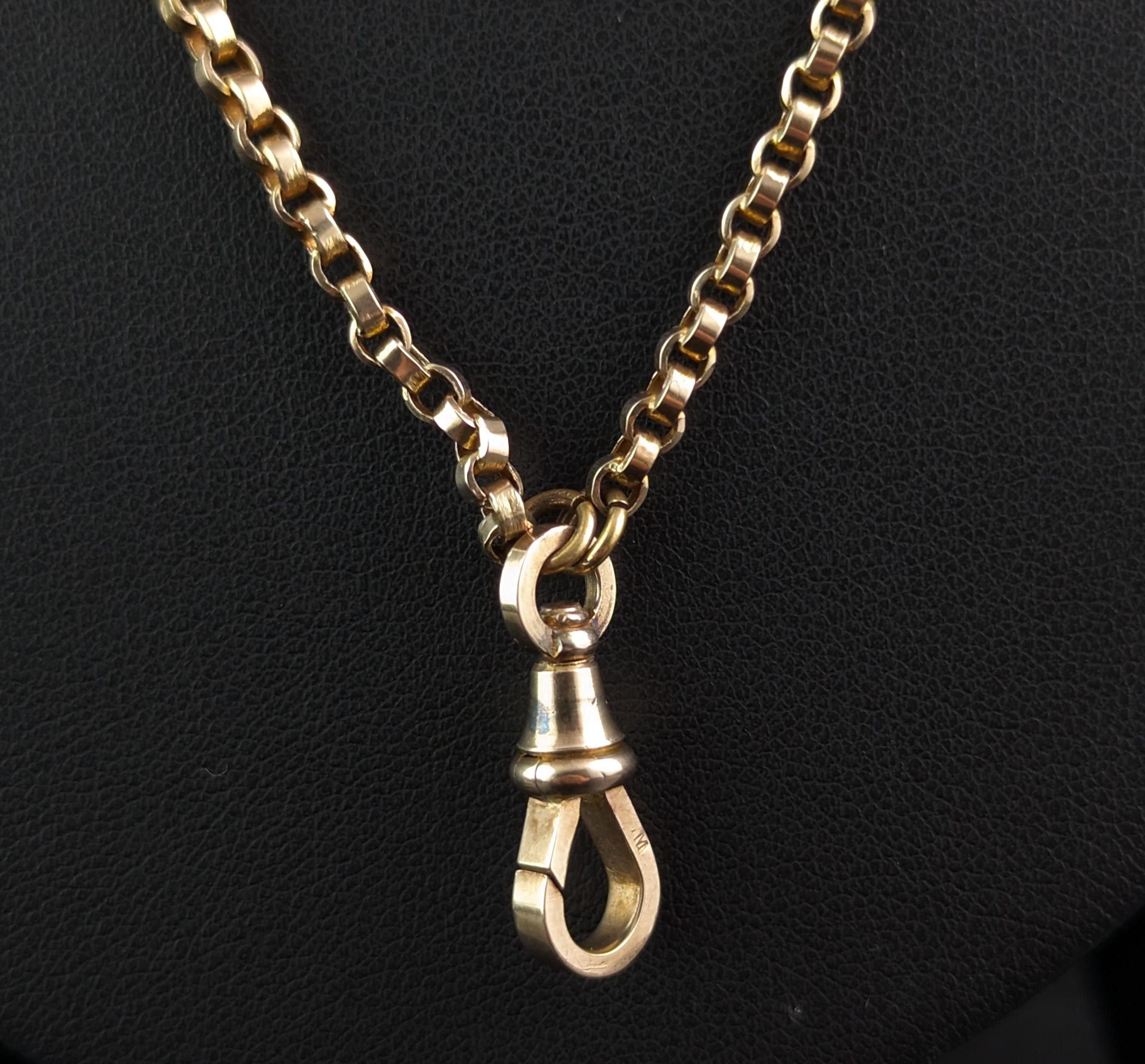 Antique 9k gold longuard chain necklace, Victorian  3