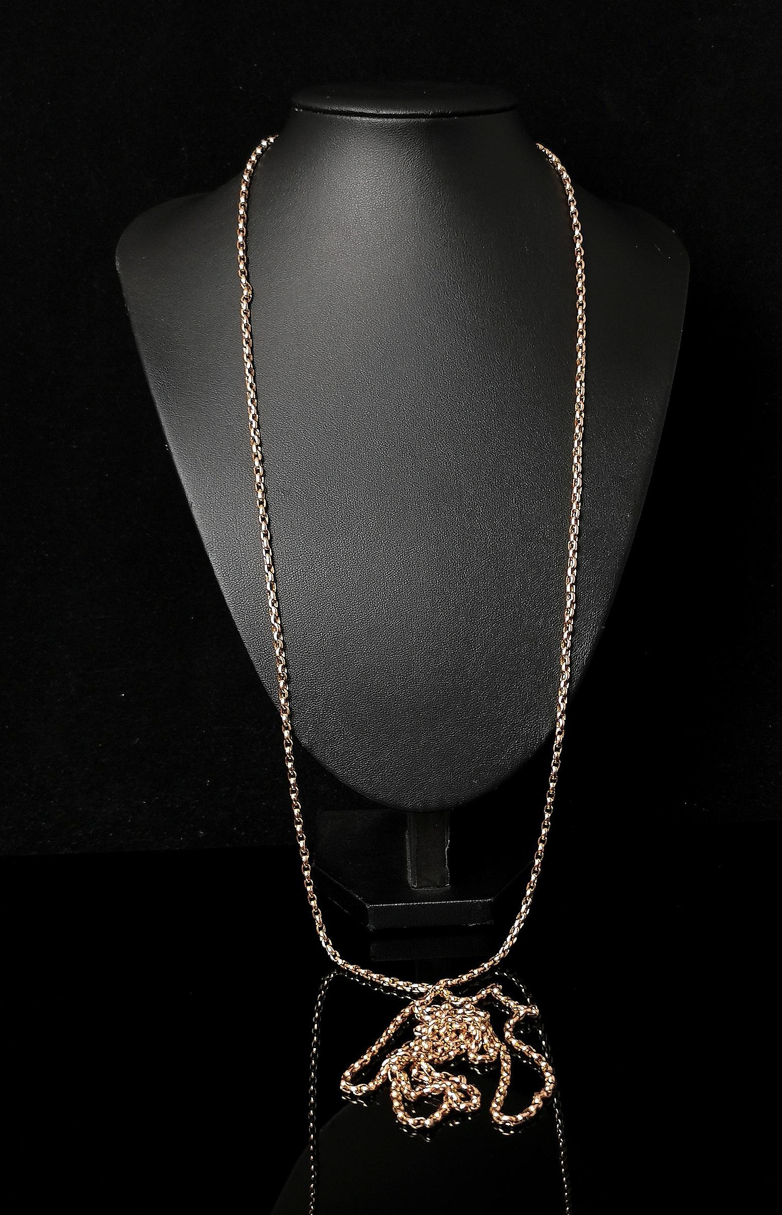 Antique 9k gold longuard chain necklace, Victorian  For Sale 2