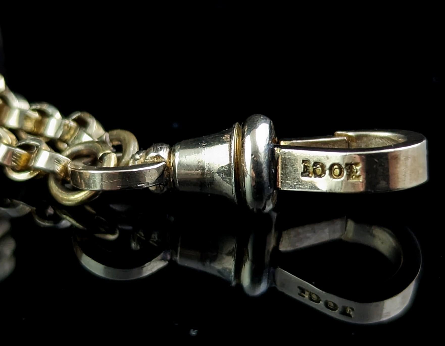 Antique 9k gold longuard chain necklace, Victorian  4
