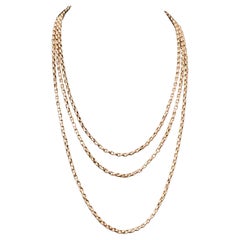 Antique 9k gold longuard chain necklace, Victorian 