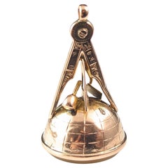 Used 9k gold Masonic seal fob pendant, chalcedony 