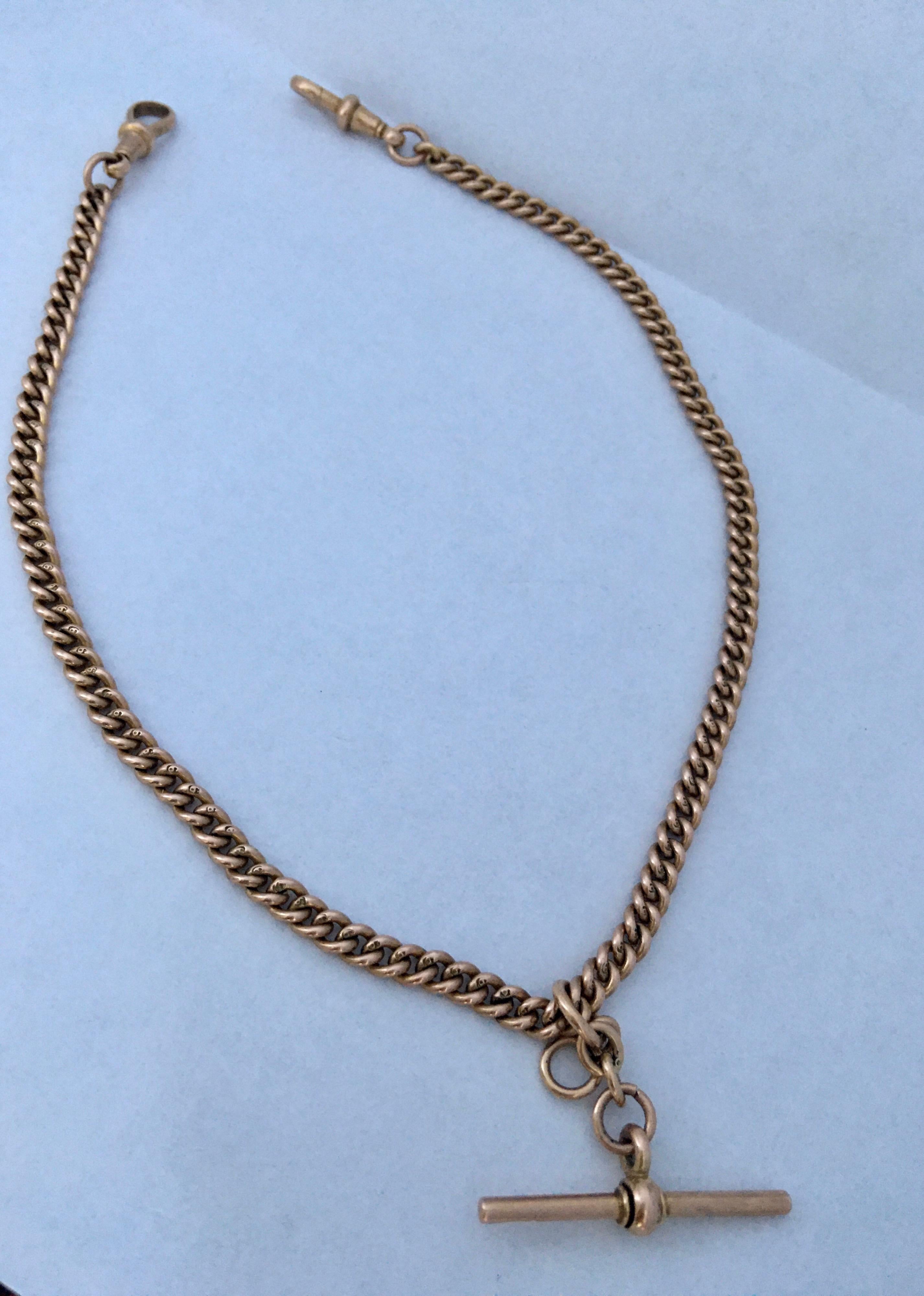 This Gold Albert pocket chain measures 13.2 inches length and 22 grams weight. And stamped 9K on each link as shown.

Please study the images carefully as form part of the description.
