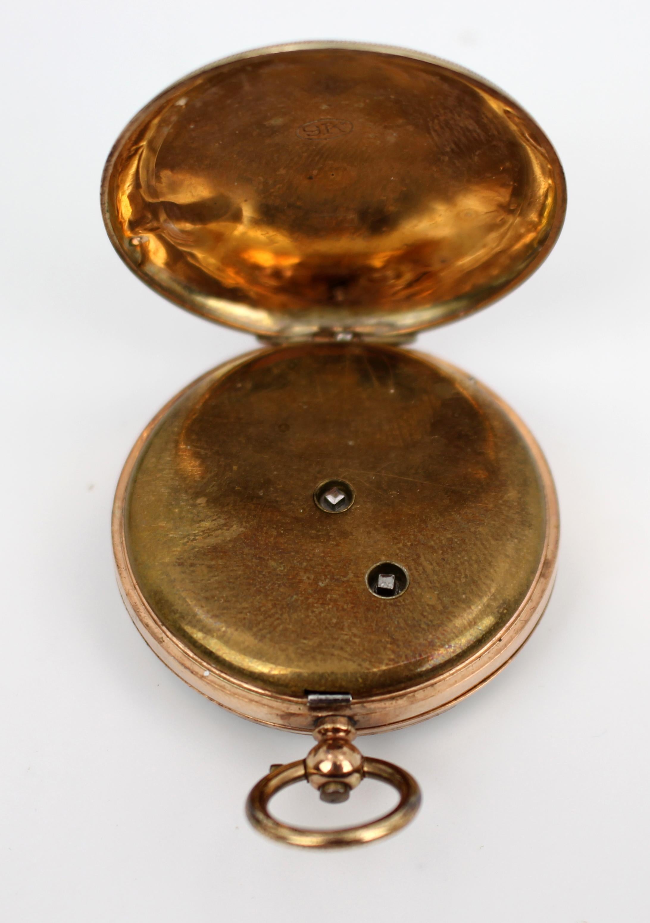 Montre de poche ancienne en or 9k - Circa 1880-1900, poinçonnée Bon état - En vente à Worcester, GB