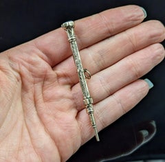 Antique 9k Gold Propelling Pencil, Sardonyx Seal