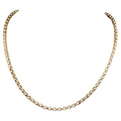 Antique 9k gold rolo link chain necklace, Edwardian 