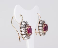 Antique 9 Karat Gold, Ruby and Rose Cut Diamonds Earrings, 1940s