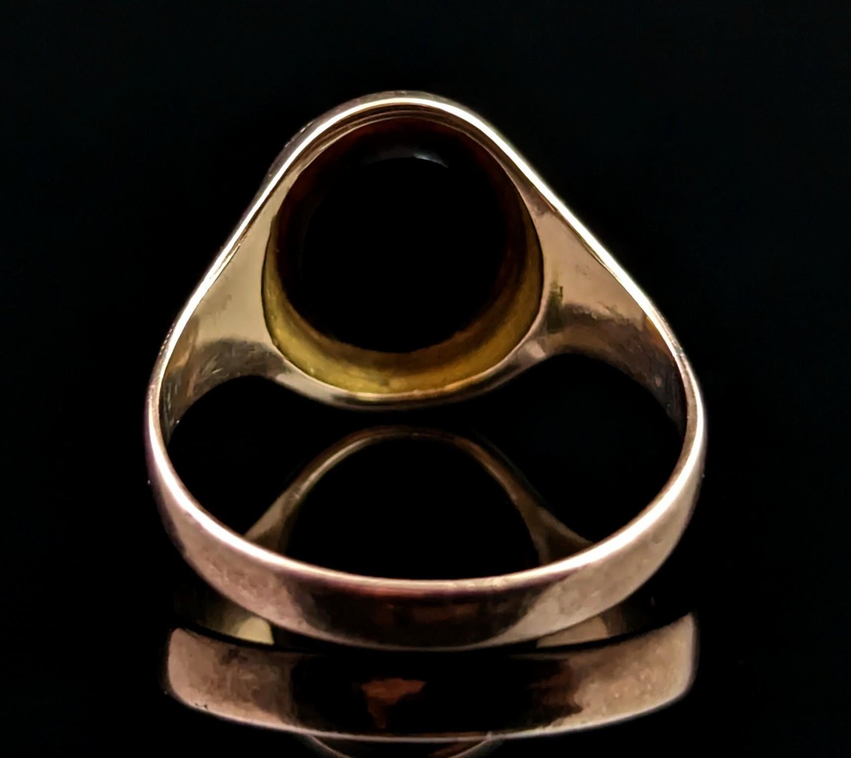 Antique 9k gold Sardonyx signet ring, pinky ring  6