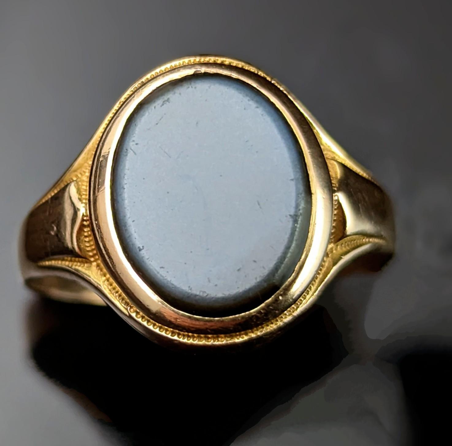 Antique 9k gold Sardonyx signet ring, pinky ring  7