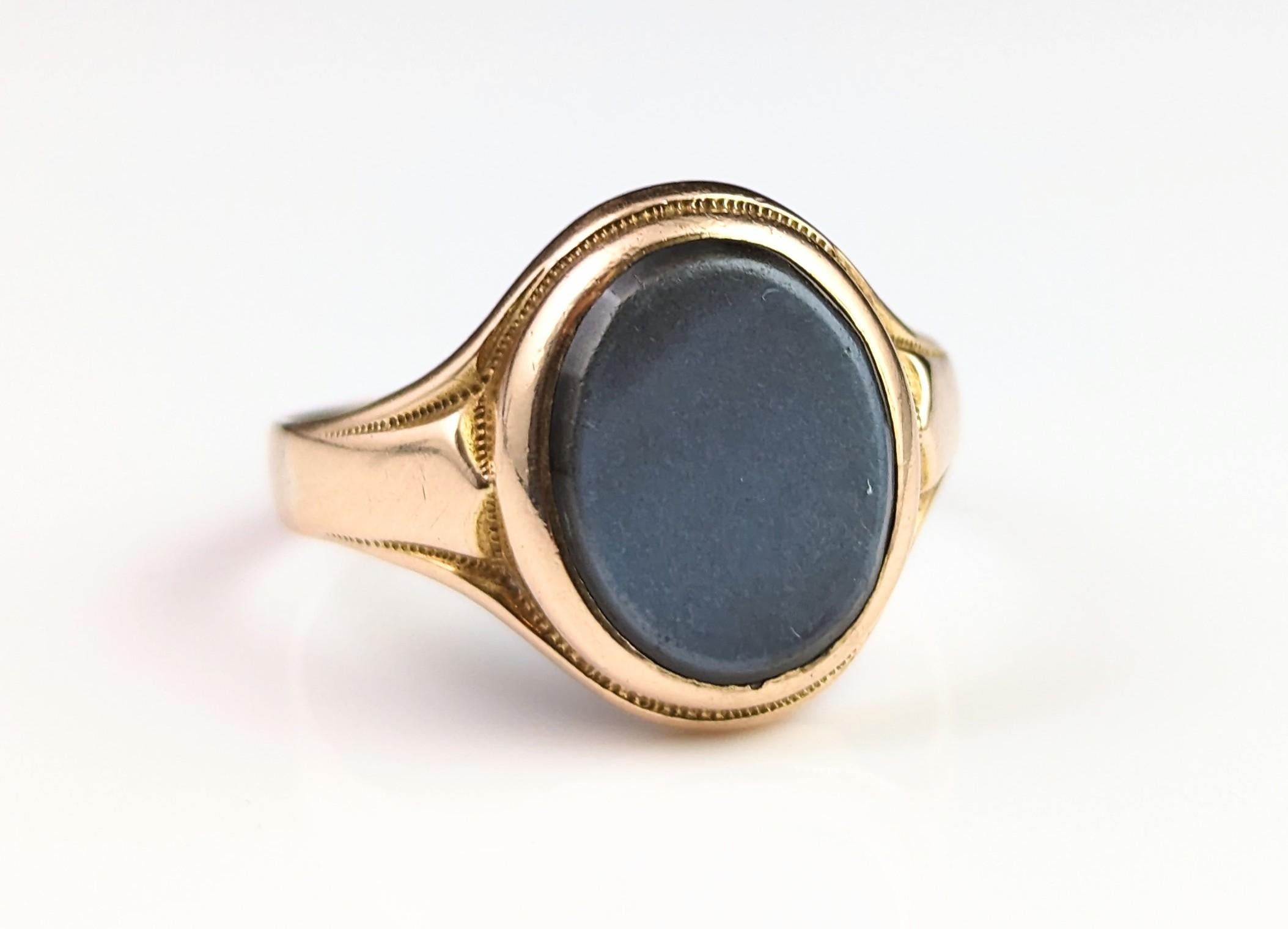 Antique 9k gold Sardonyx signet ring, pinky ring  9