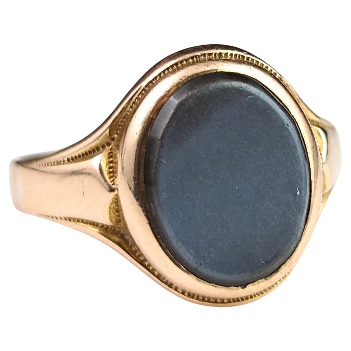 Antique 9k gold Sardonyx signet ring, pinky ring 