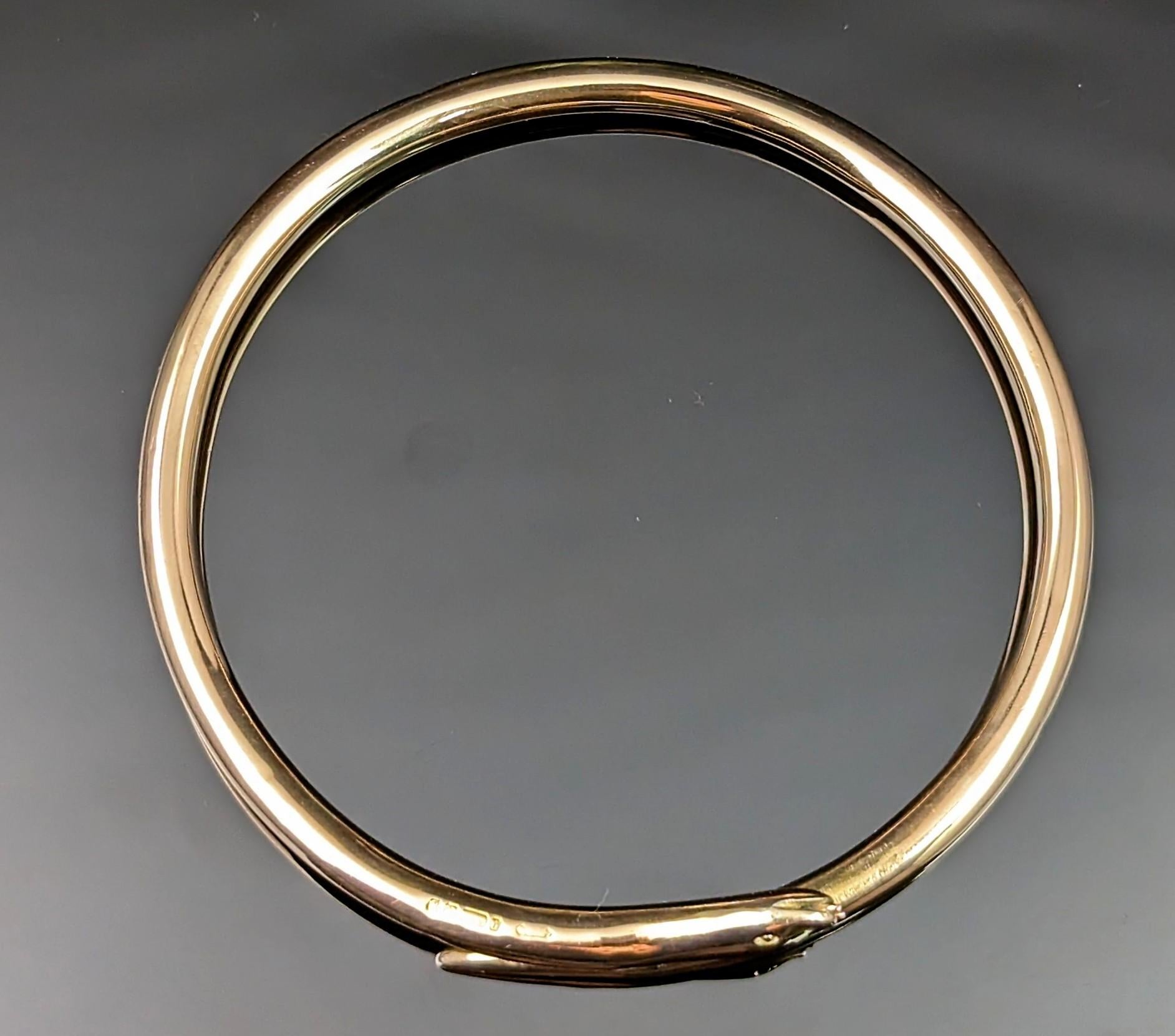 Bracelet jonc serpent ancien en or 9 carats, bracelet à bras supérieur Art déco  en vente 4