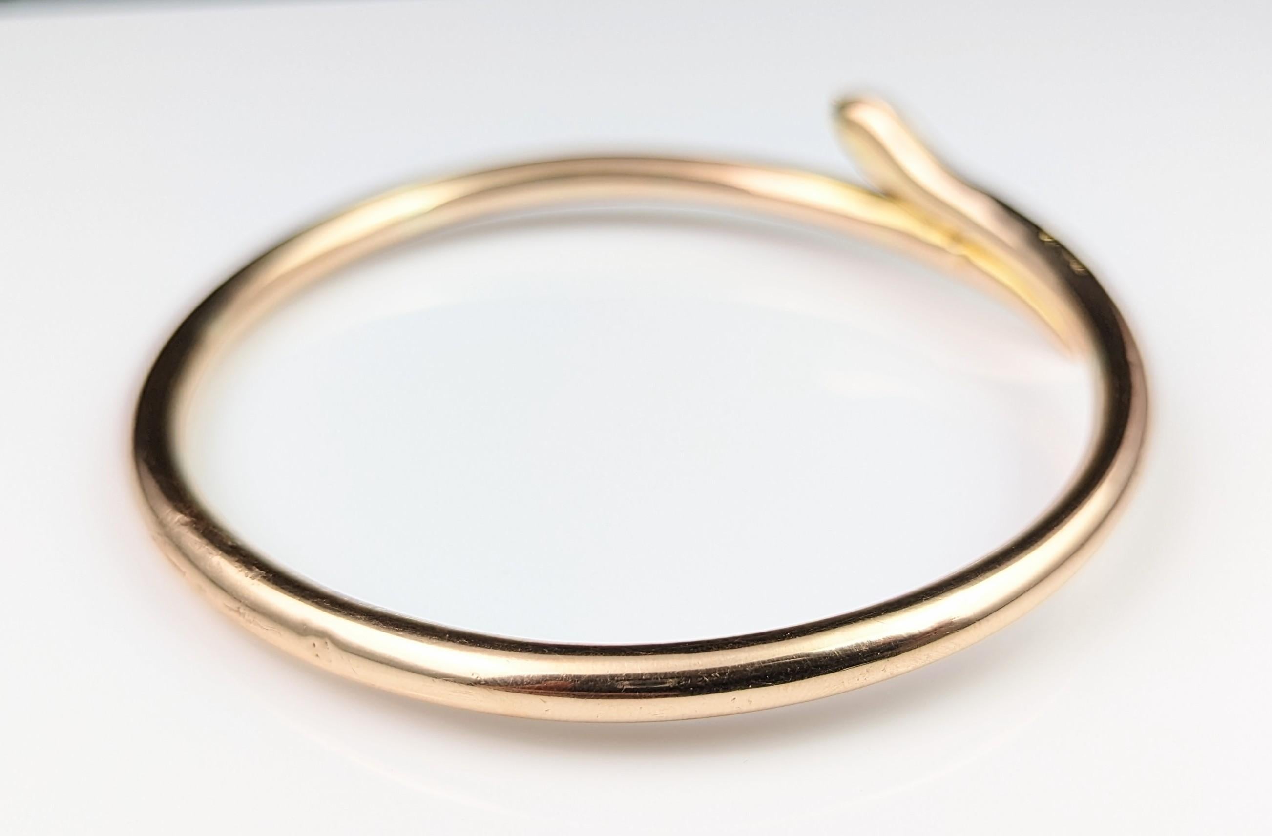 Bracelet jonc serpent ancien en or 9 carats, bracelet à bras supérieur Art déco  en vente 10