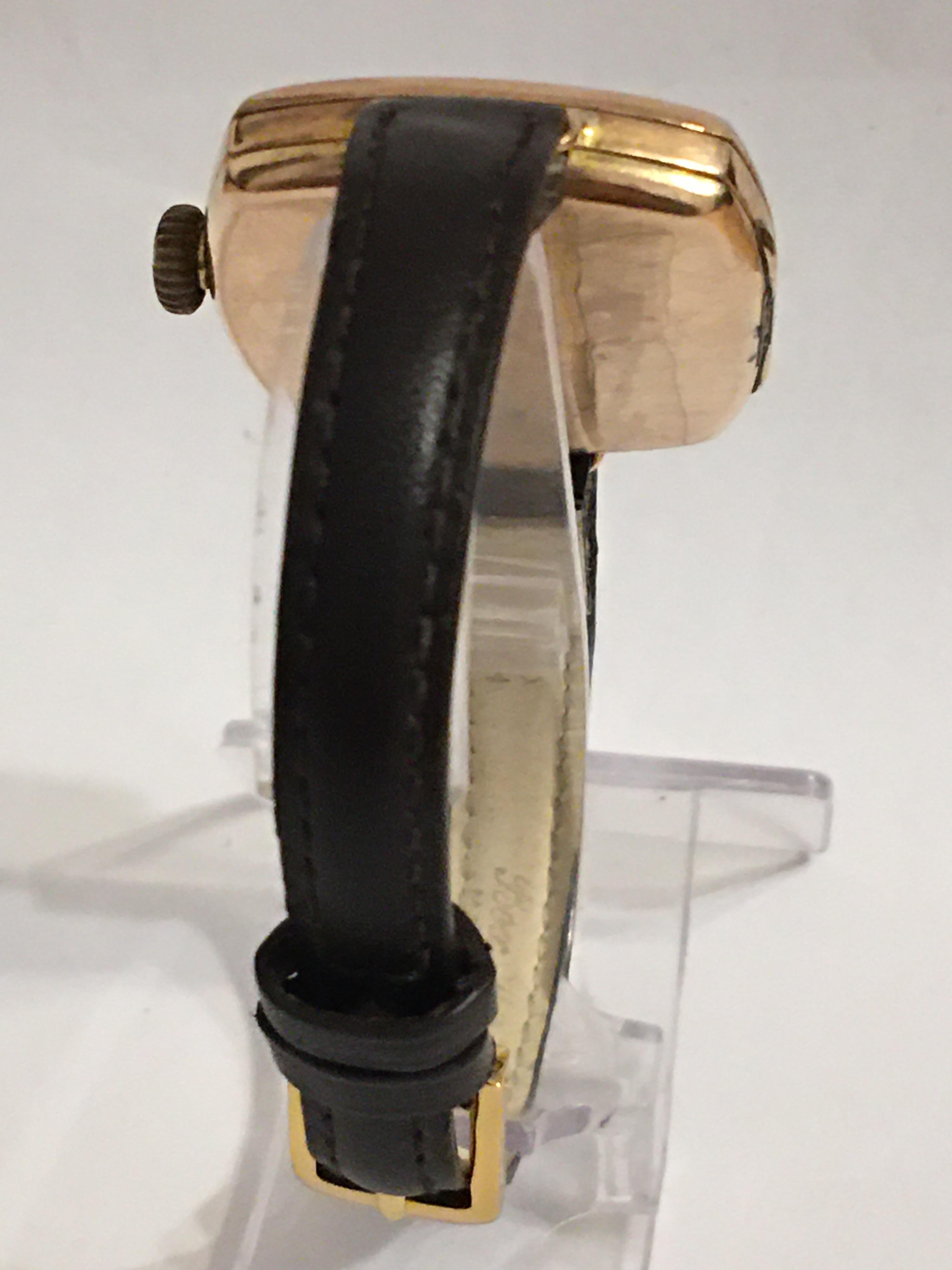 Antique 9 Karat Gold Square Trench Watch In Fair Condition For Sale In Carlisle, GB