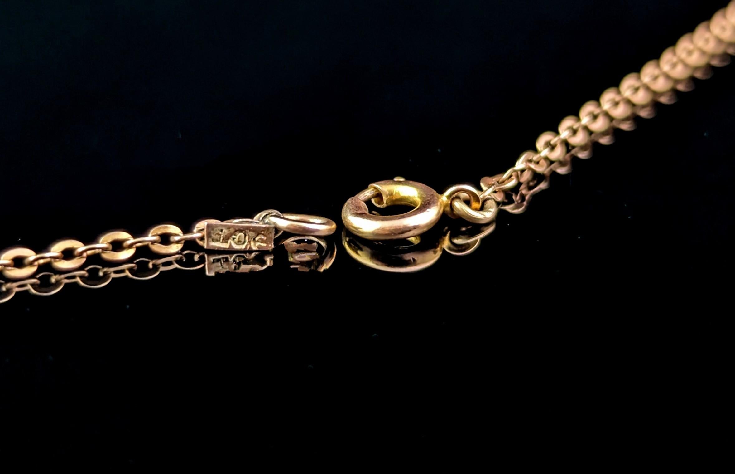 Antique 9k gold trace link chain necklace, Edwardian  6