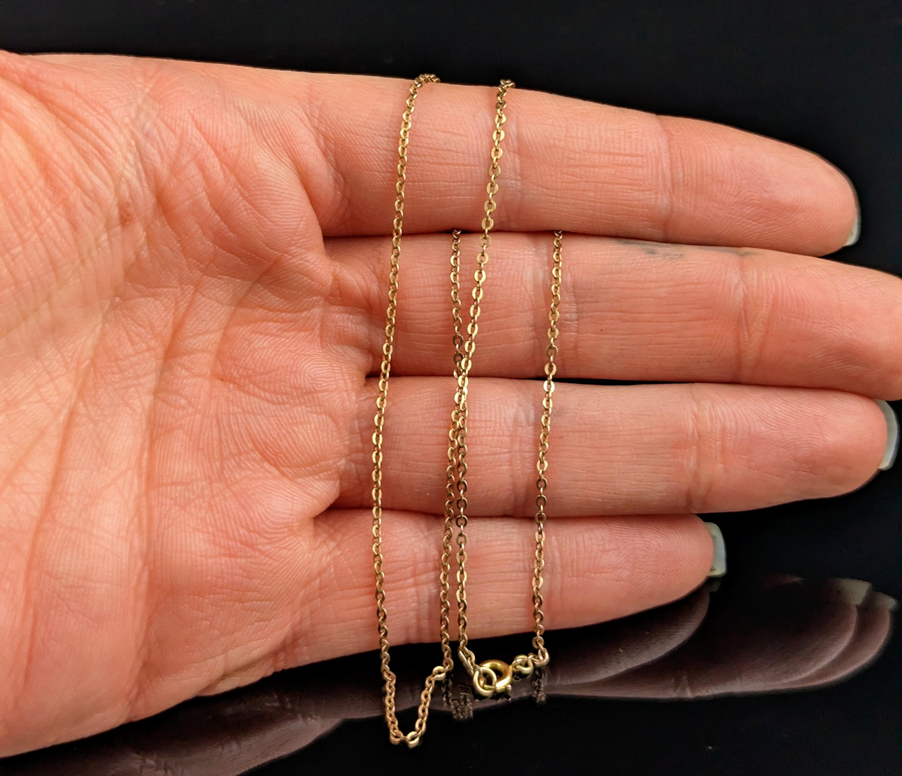 Antique 9k gold trace link chain necklace, Edwardian  7
