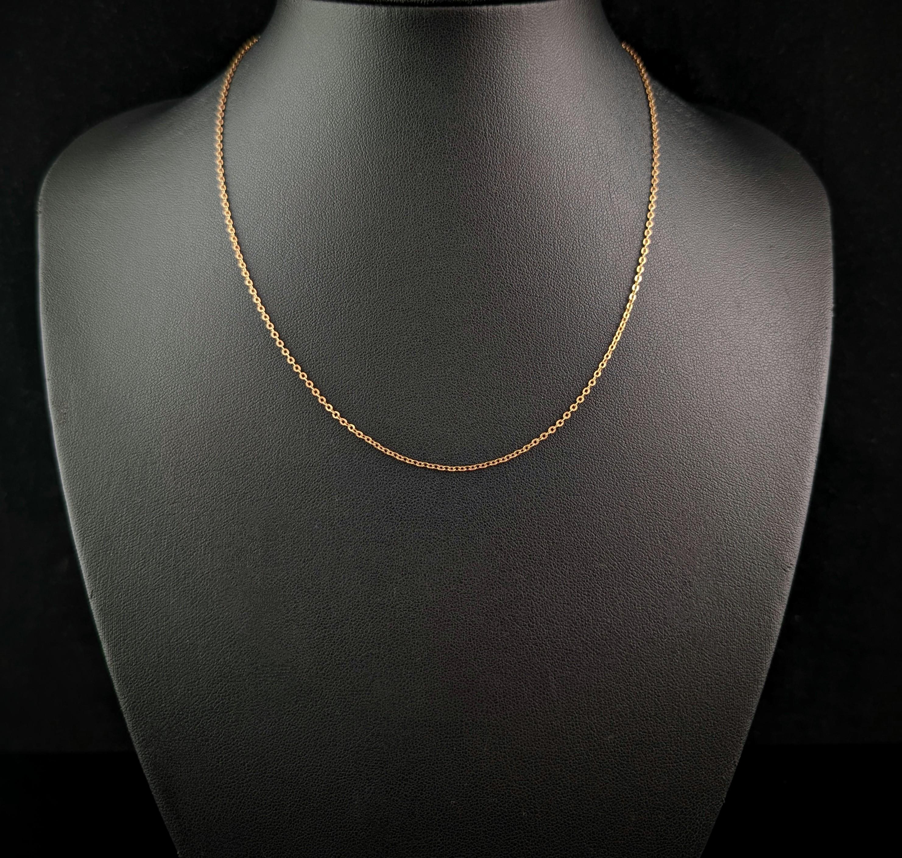 Antique 9k gold trace link chain necklace, Edwardian  8
