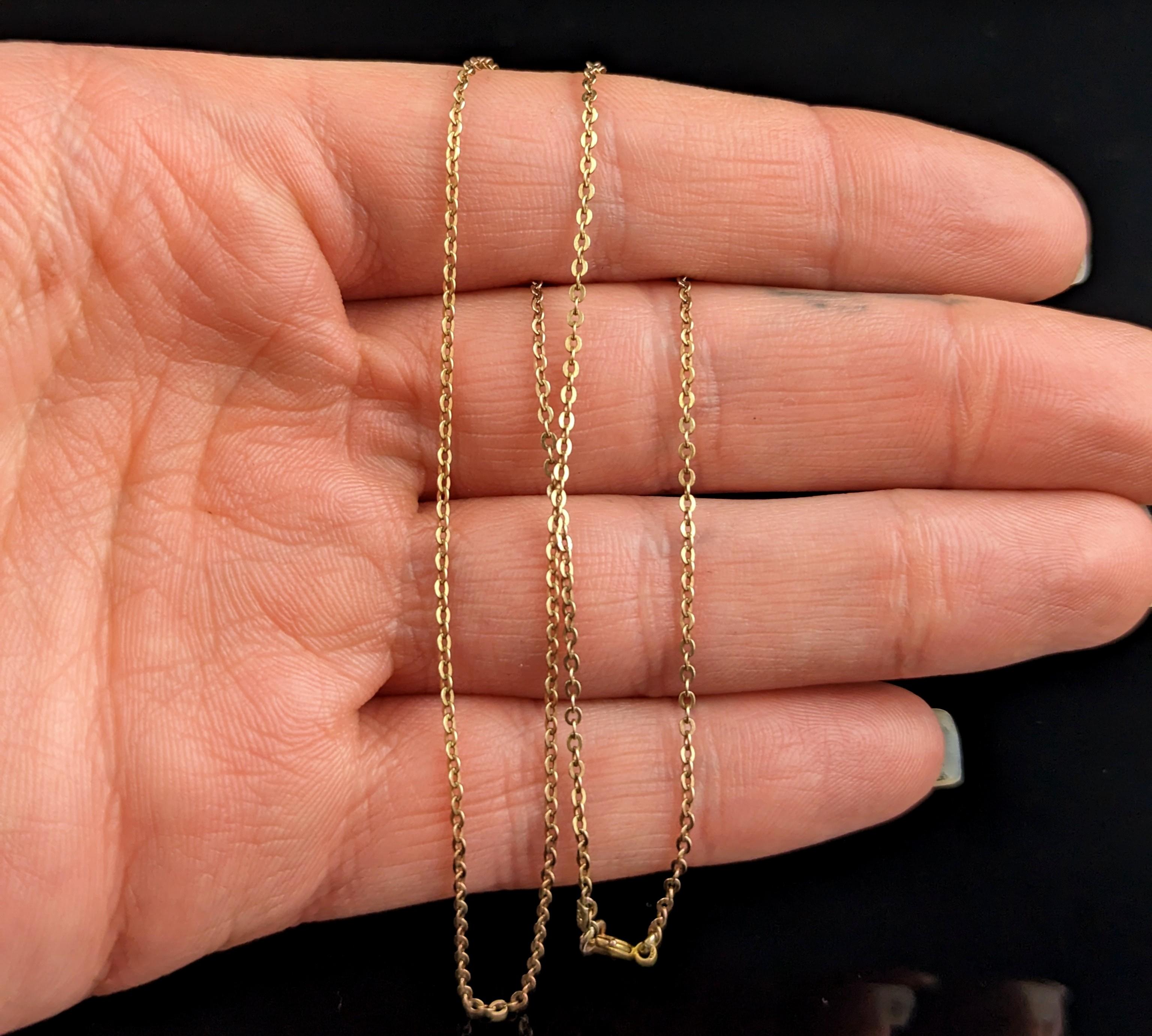 Antique 9k gold trace link chain necklace, Edwardian  In Good Condition In NEWARK, GB