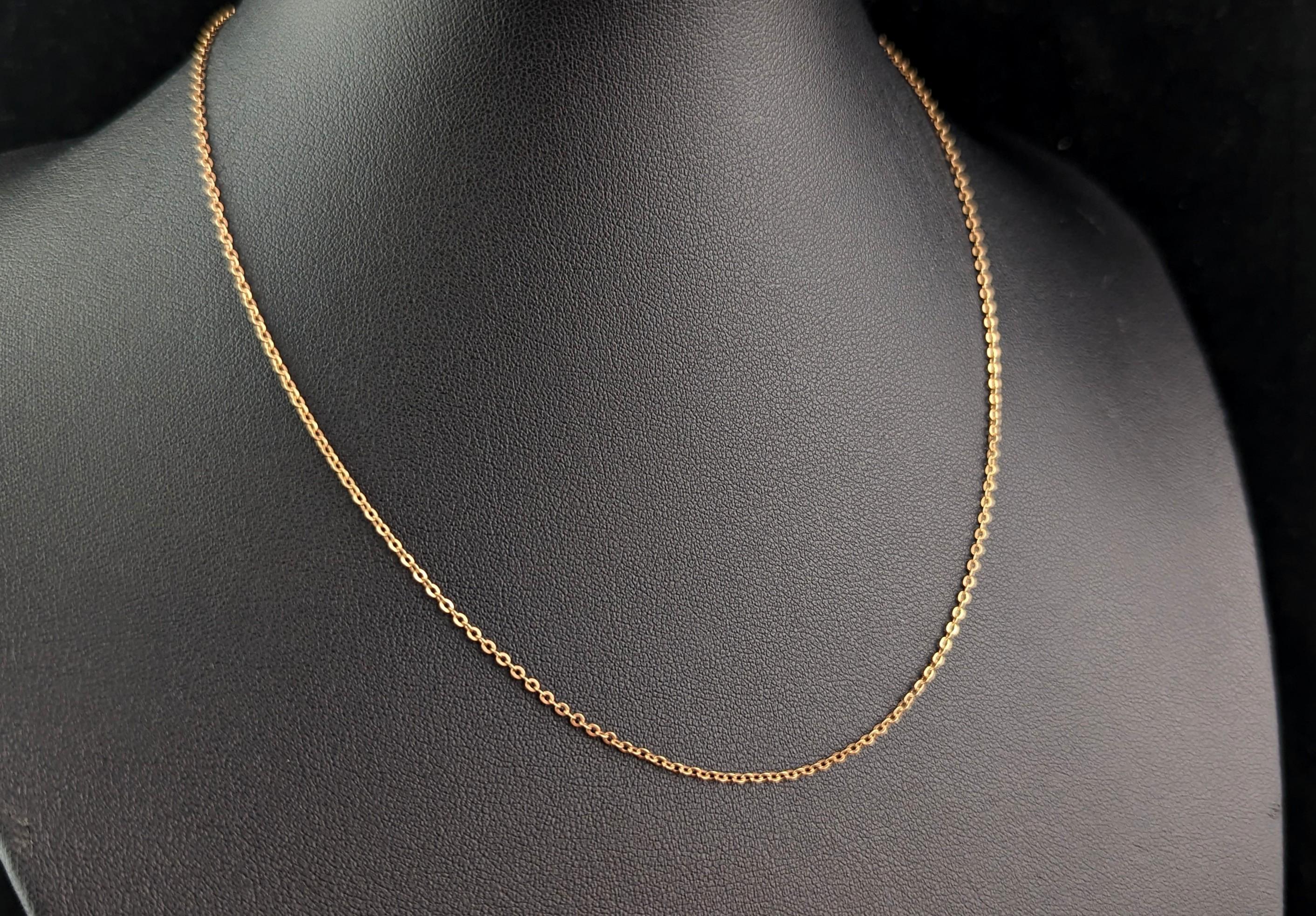 Women's Antique 9k gold trace link chain necklace, Edwardian 