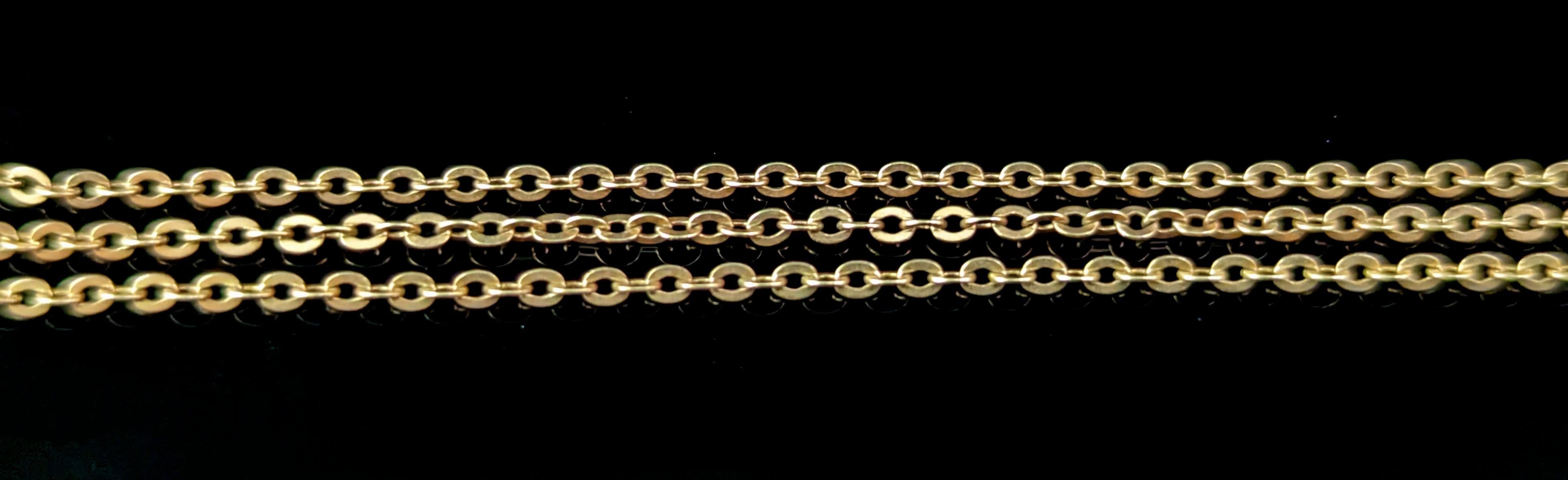 Antique 9k gold trace link chain necklace, Edwardian  1