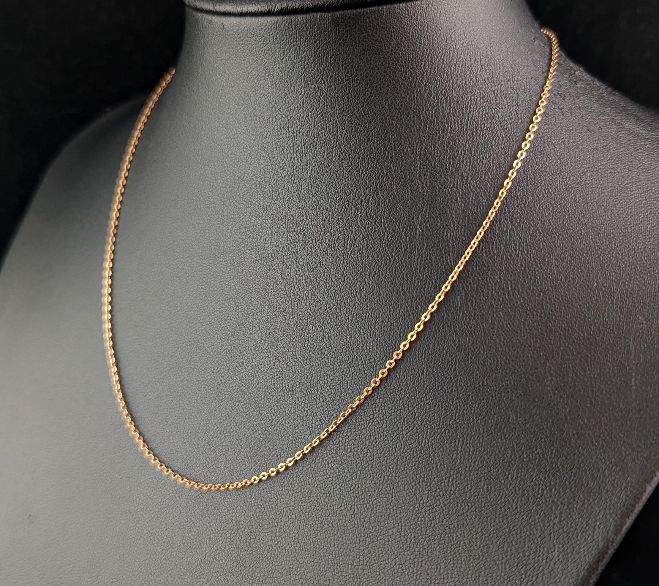 Antique 9k gold trace link chain necklace, Edwardian  2