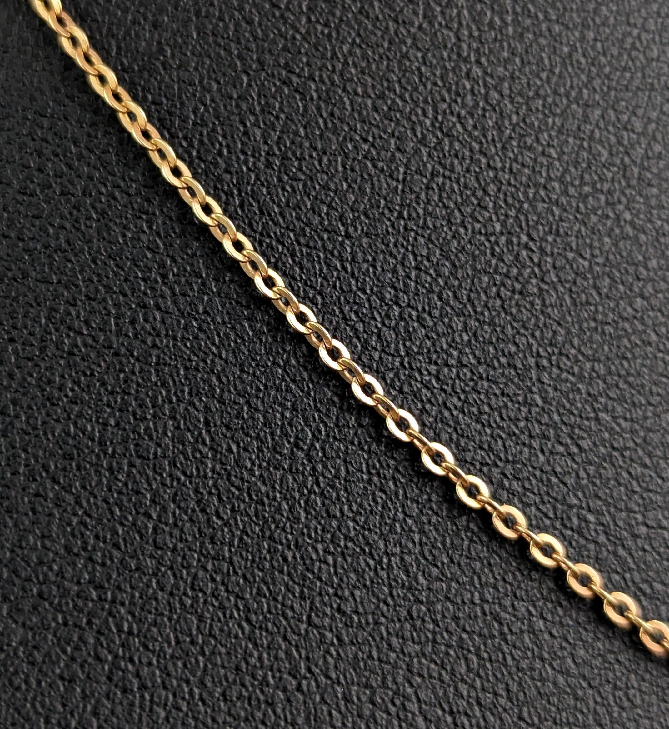 Antique 9k gold trace link chain necklace, Edwardian  3