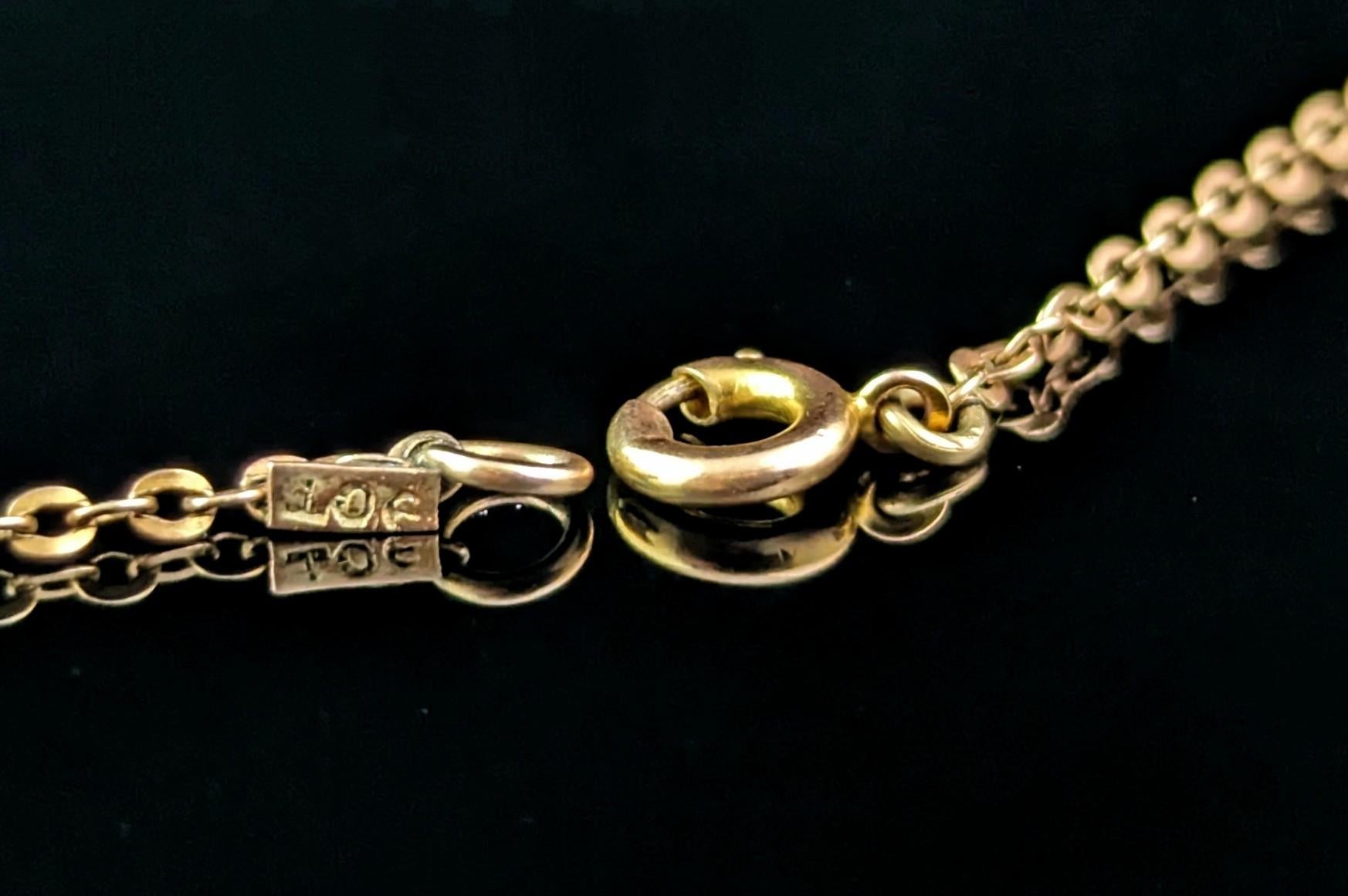 Antique 9k gold trace link chain necklace, Edwardian  4