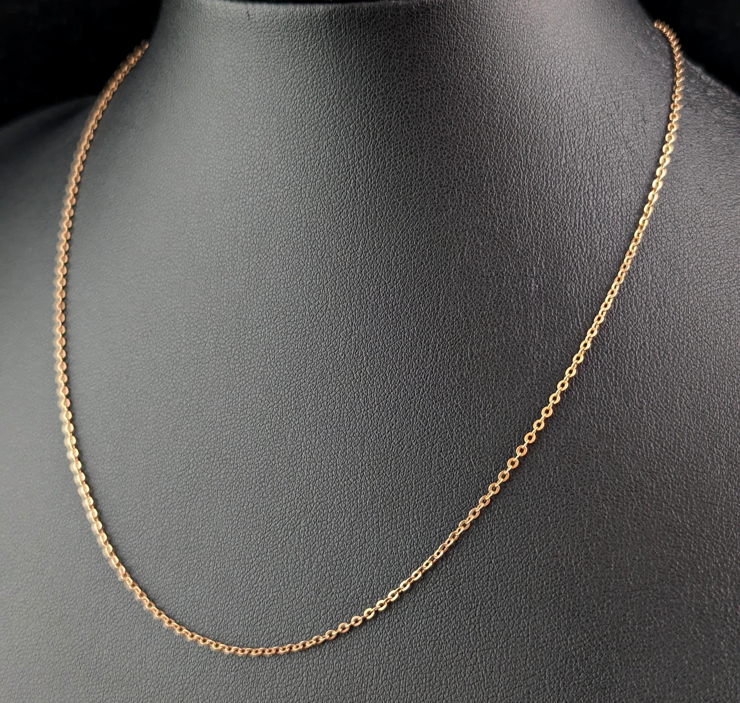 Antique 9k gold trace link chain necklace, Edwardian  5