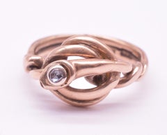 Antique 9K Knot and Twist Diamond Studded Snake Ring, HM Birmingham 1904